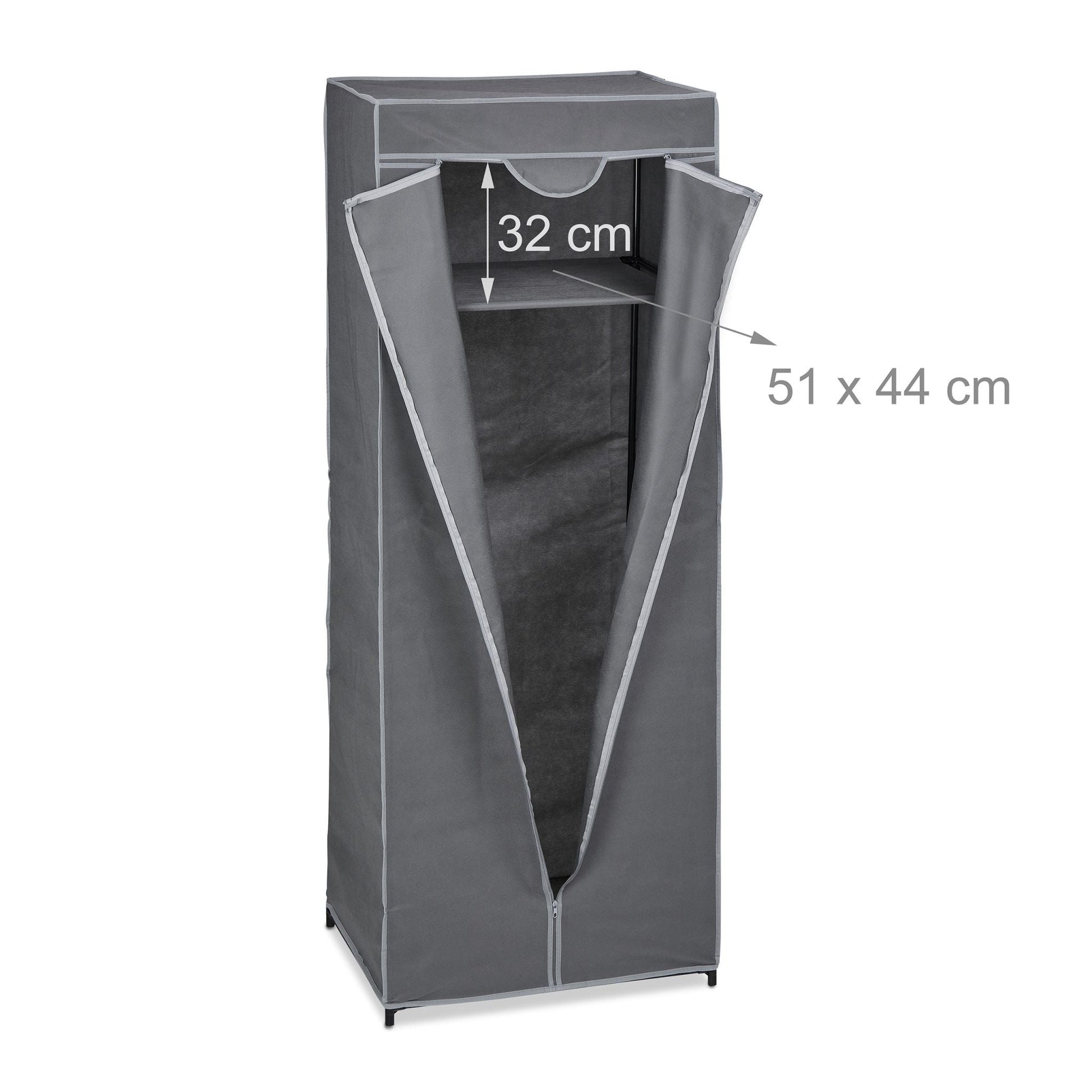 Stoffschrank mit Kleiderstange Grau von Relaxdays