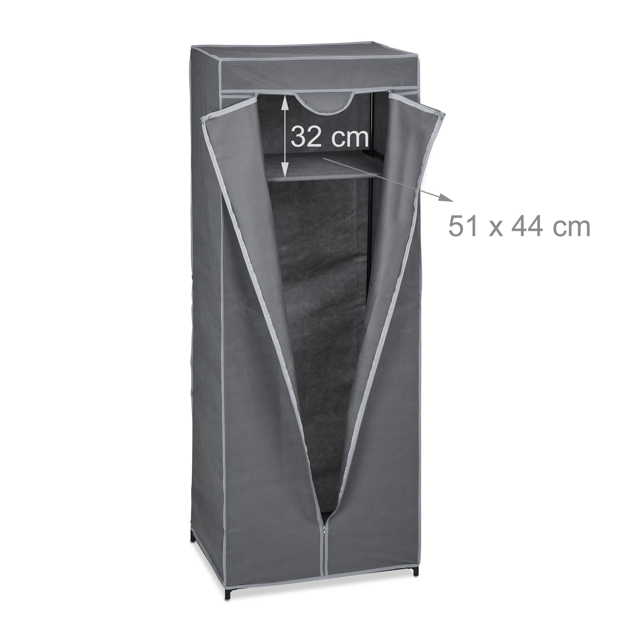 Stoffschrank mit Kleiderstange Grau von Relaxdays