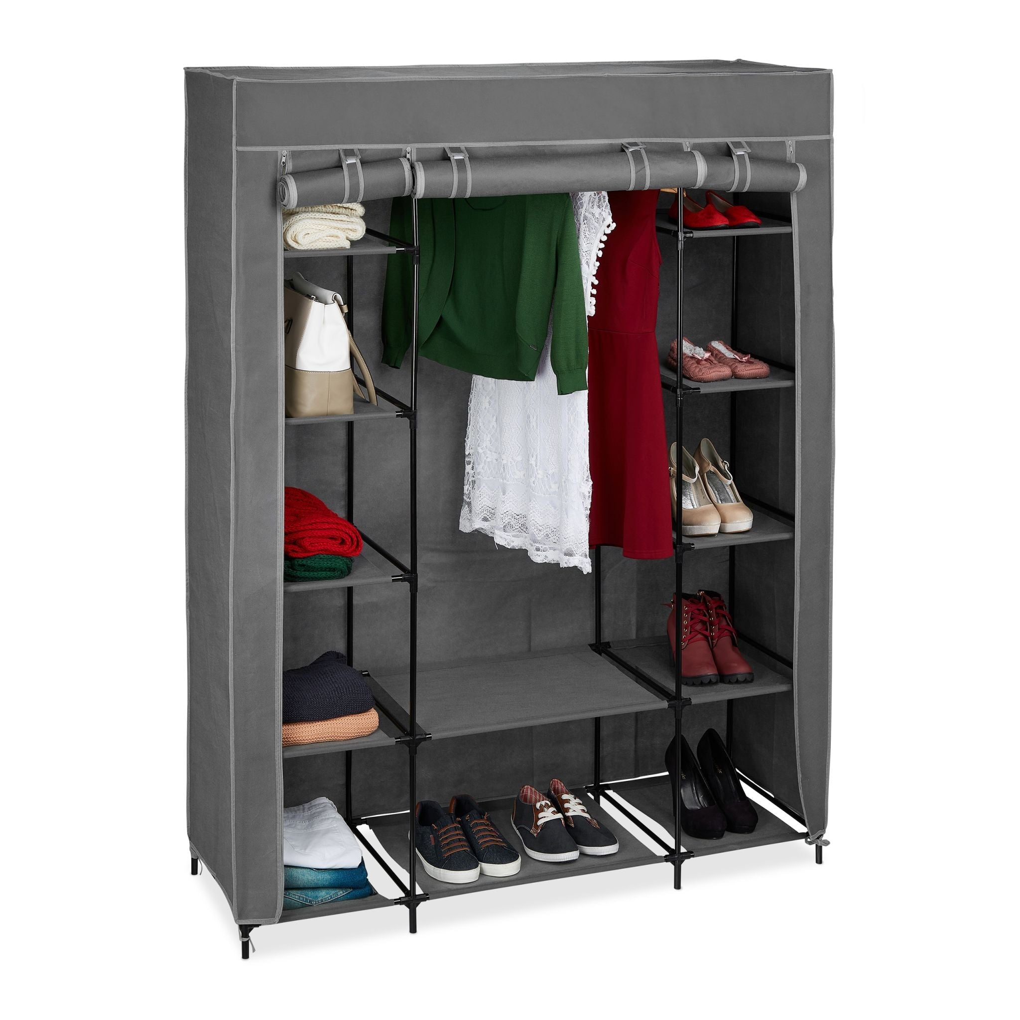 Stoffschrank XXL Grau von Relaxdays