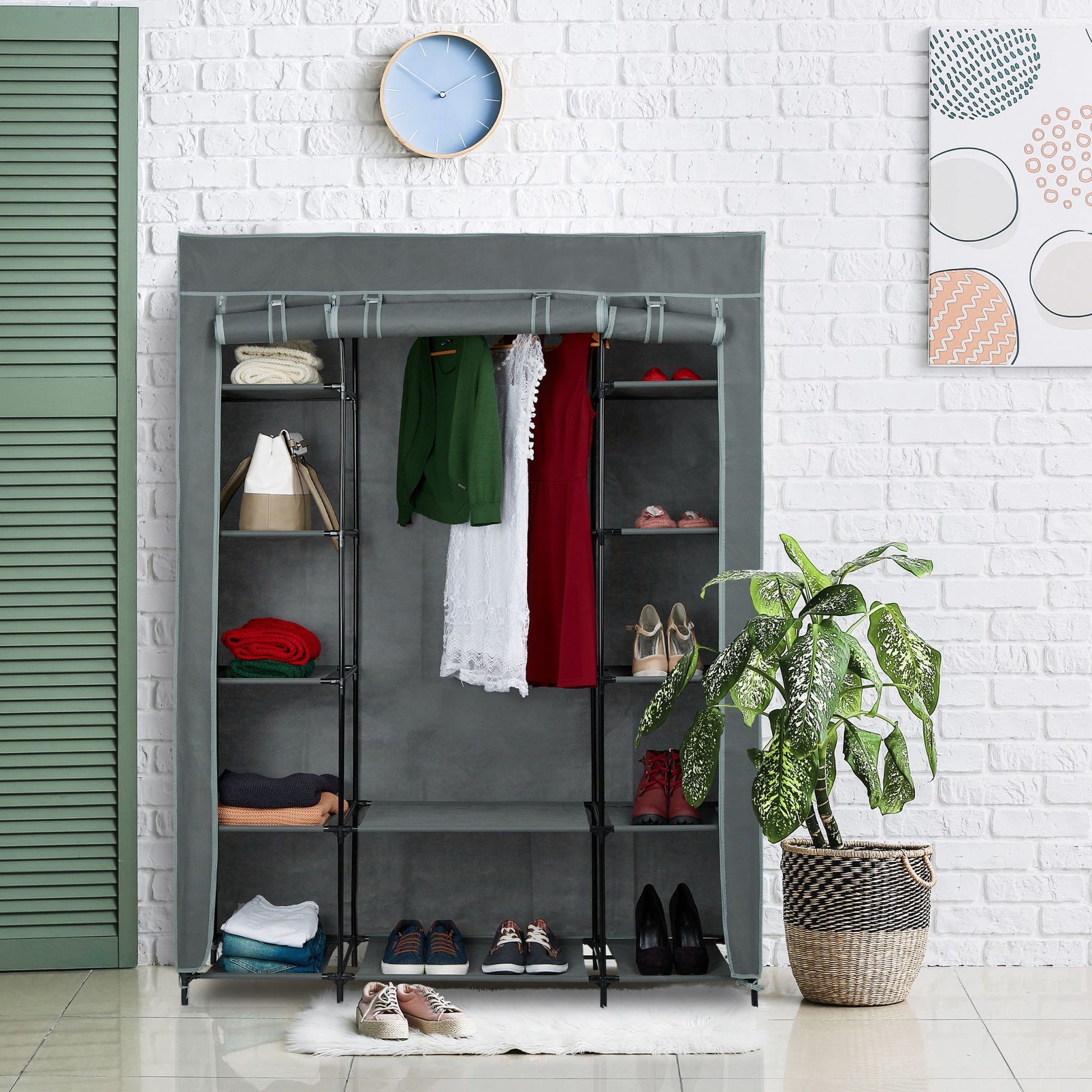 Stoffschrank XXL Grau von Relaxdays