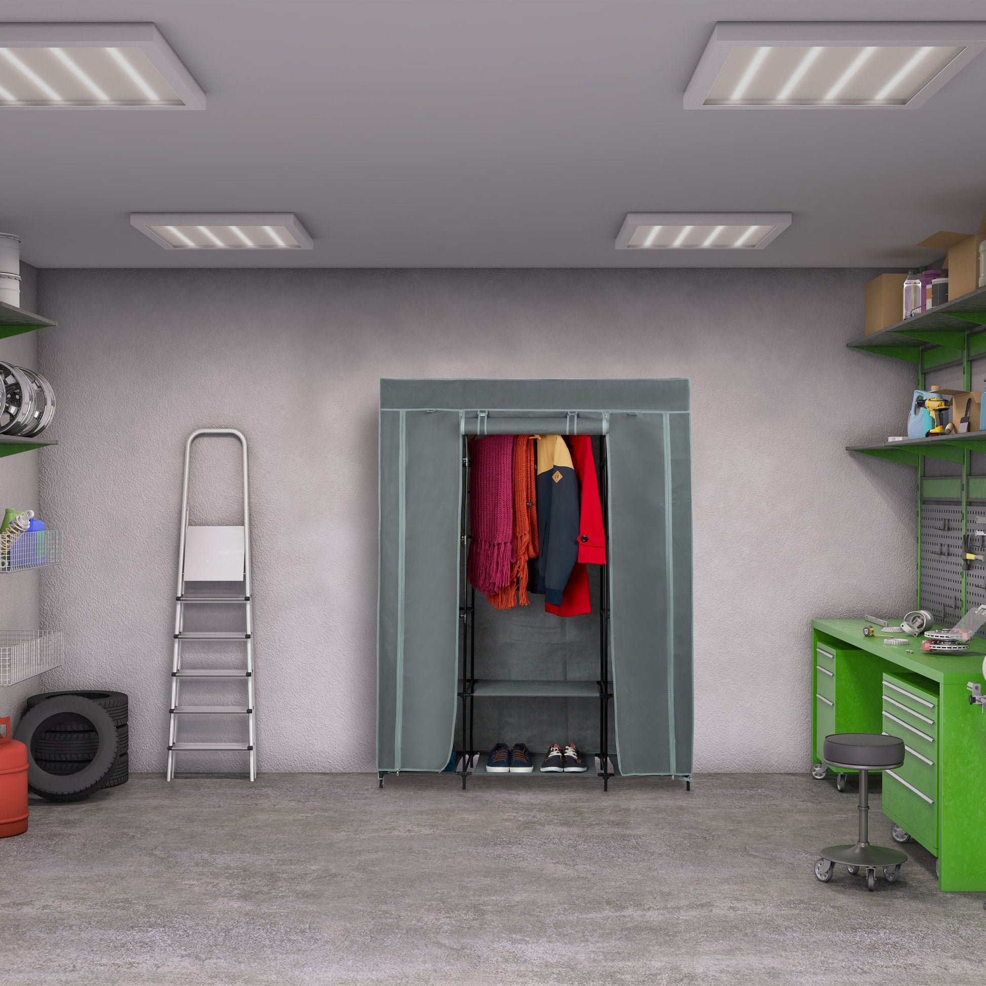 Stoffschrank XXL Grau von Relaxdays