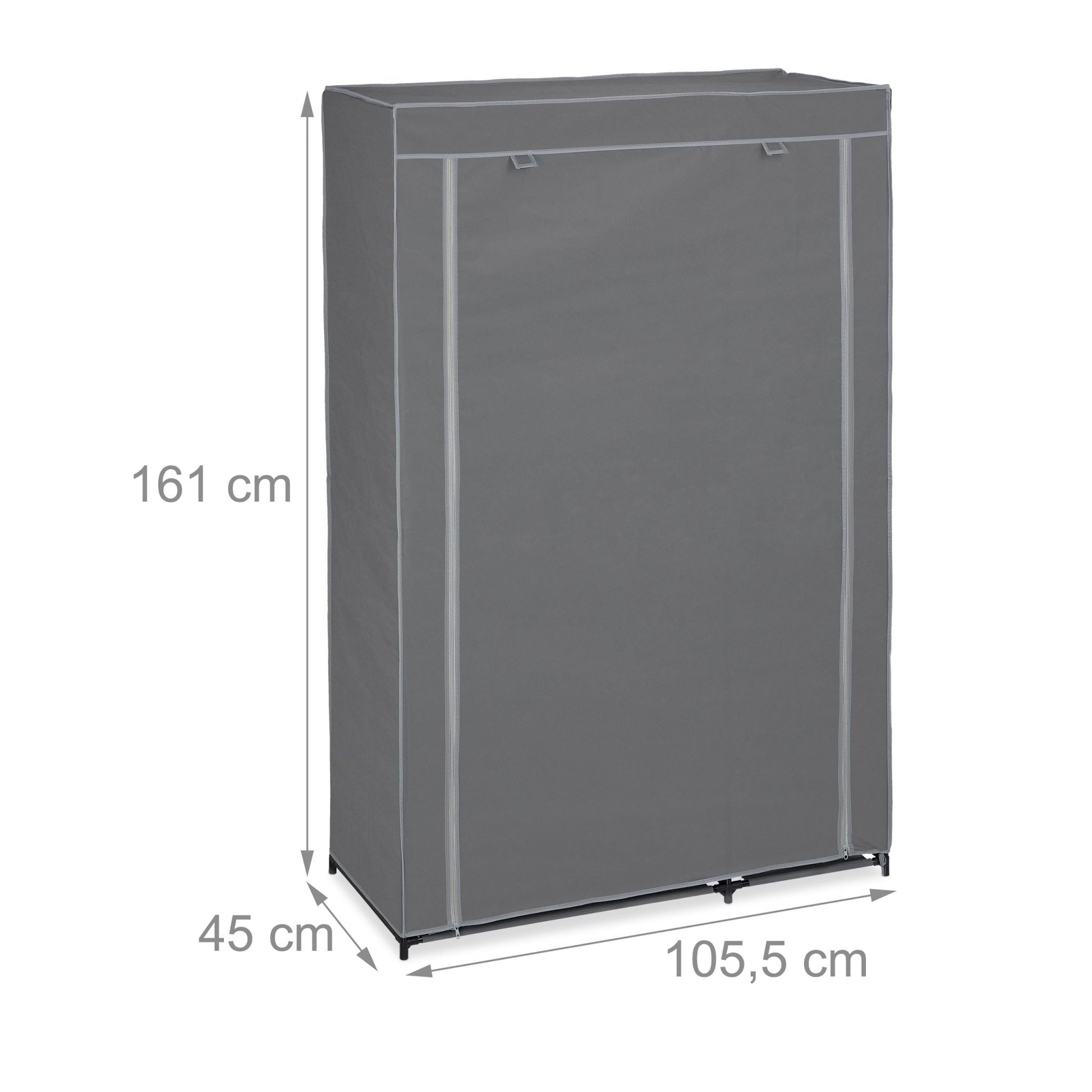 Stoffschrank mit Kleiderstange Grau von Relaxdays