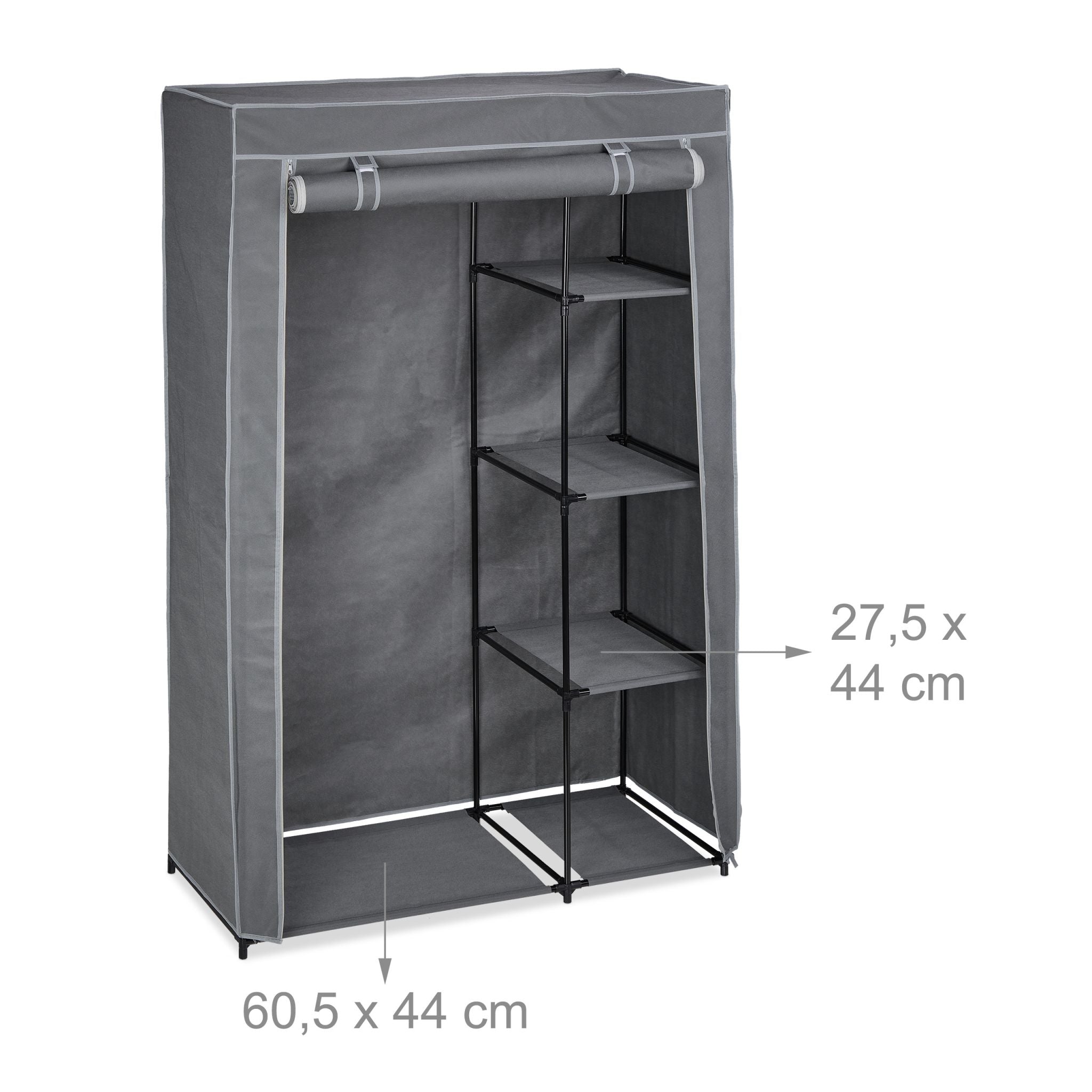 Stoffschrank mit Kleiderstange Grau von Relaxdays