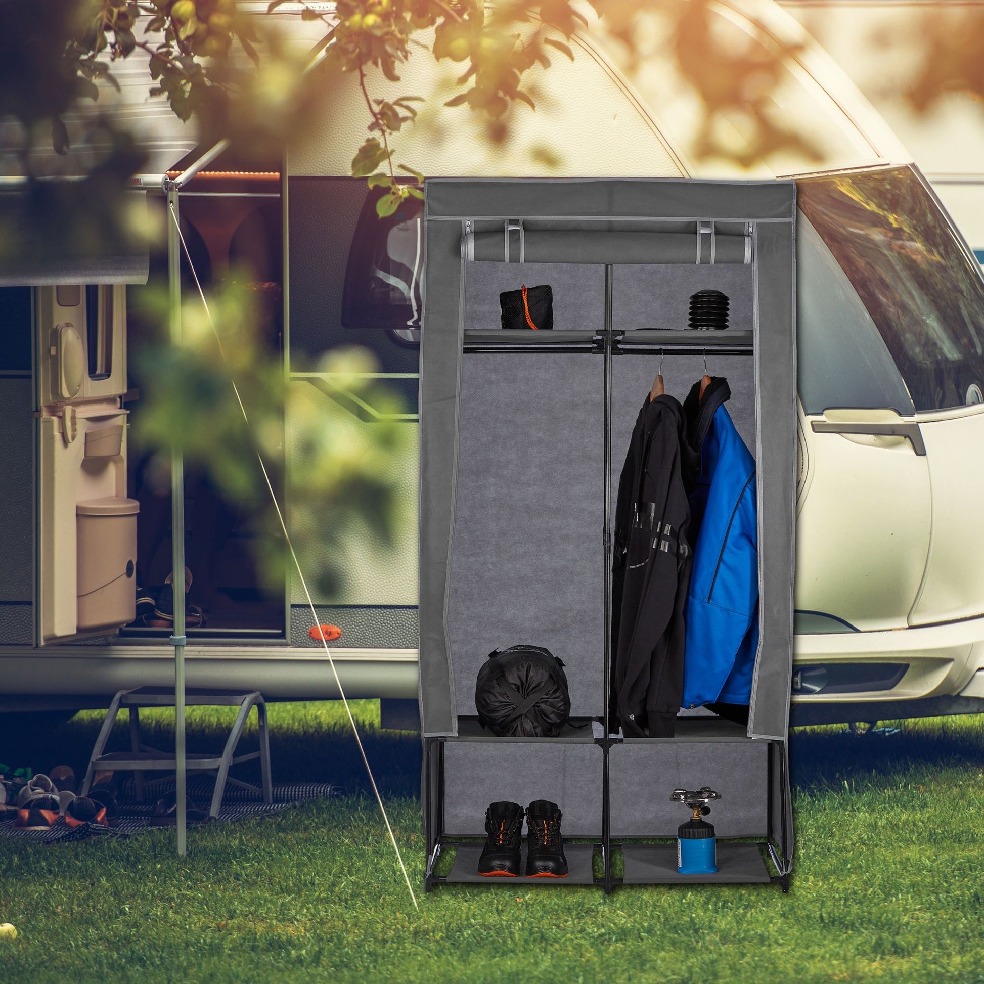 Stoffschrank mit 6 Fächern Grau von Relaxdays
