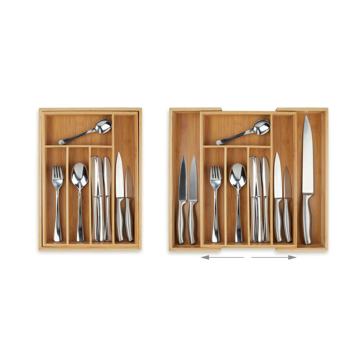 Besteckkasten hoch Bambus ziehbar Hellbraun von Relaxdays
