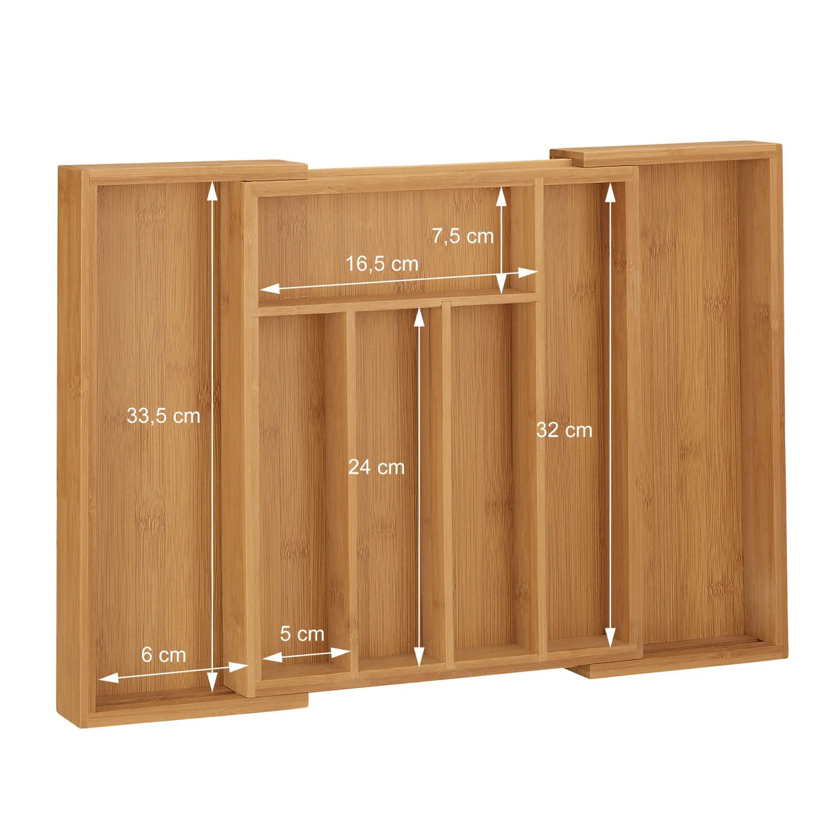 Besteckkasten hoch Bambus ziehbar Hellbraun von Relaxdays