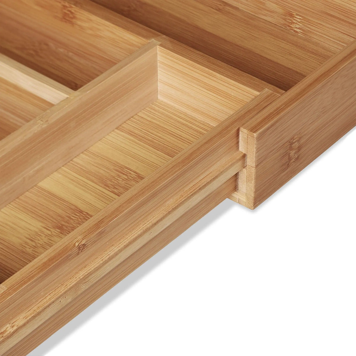 Besteckkasten hoch Bambus ziehbar Hellbraun von Relaxdays