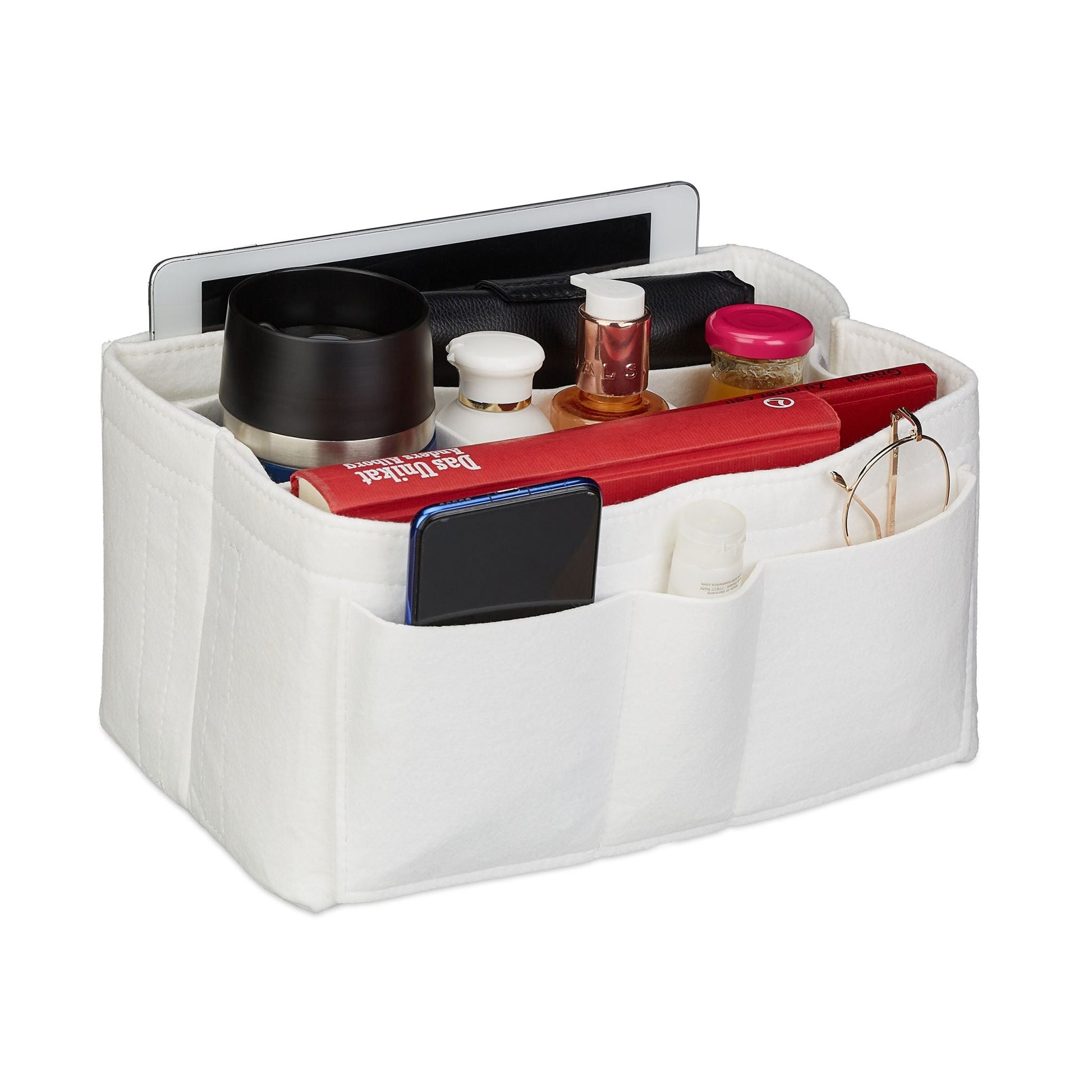 Taschenorganizer Handtasche Filz weiss Weiss von Relaxdays