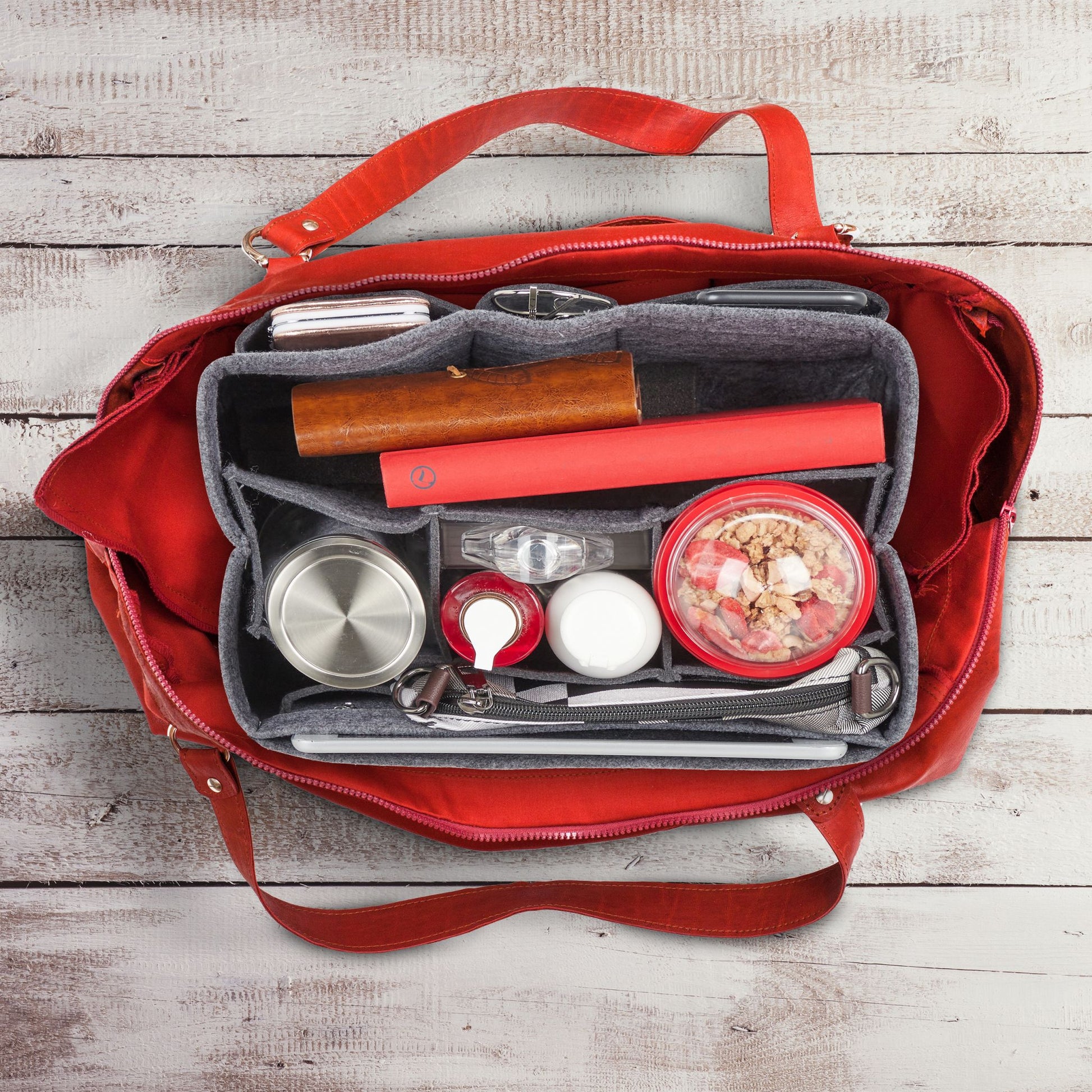 Taschenorganizer Handtasche Filz Grau von Relaxdays