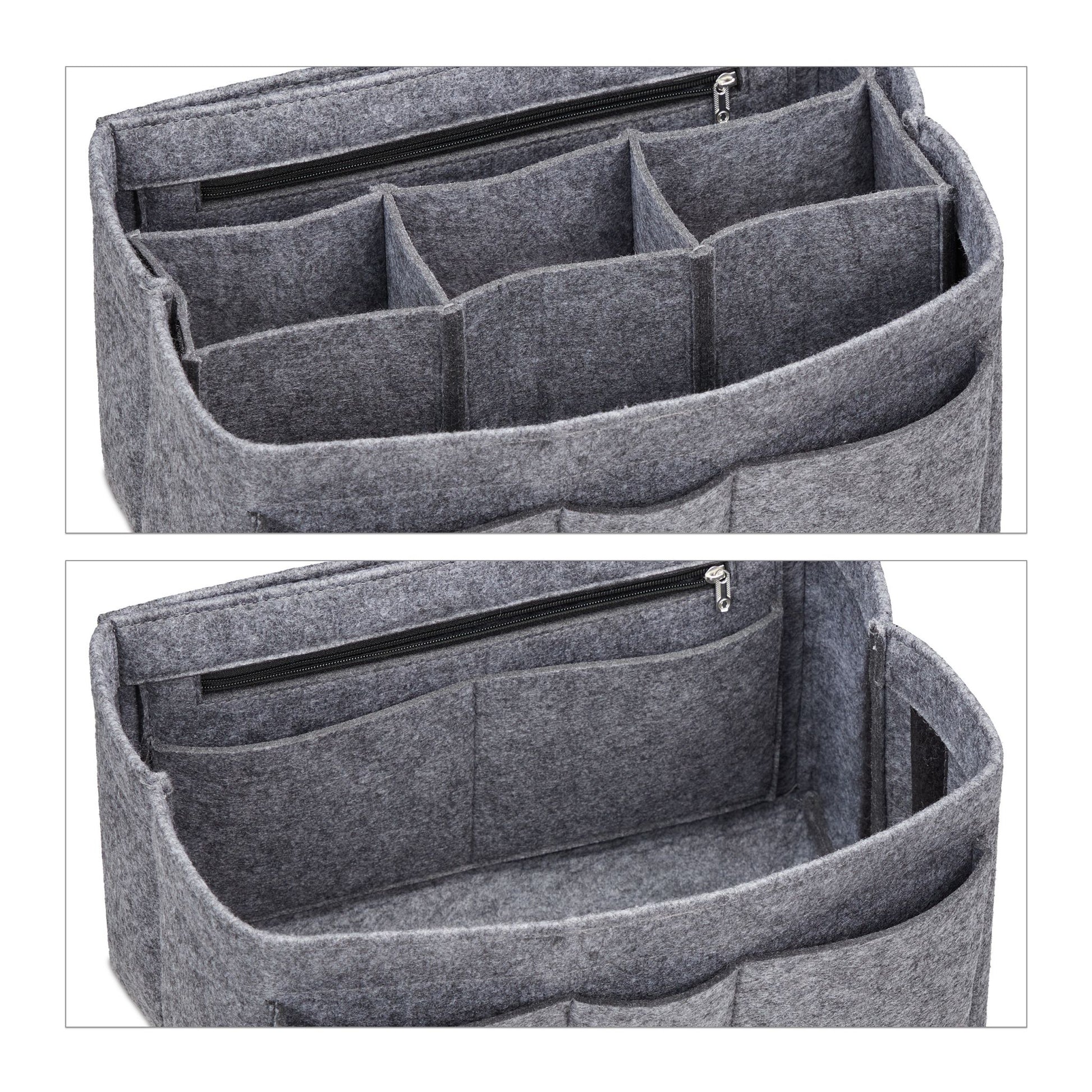 Taschenorganizer Handtasche Filz Grau von Relaxdays