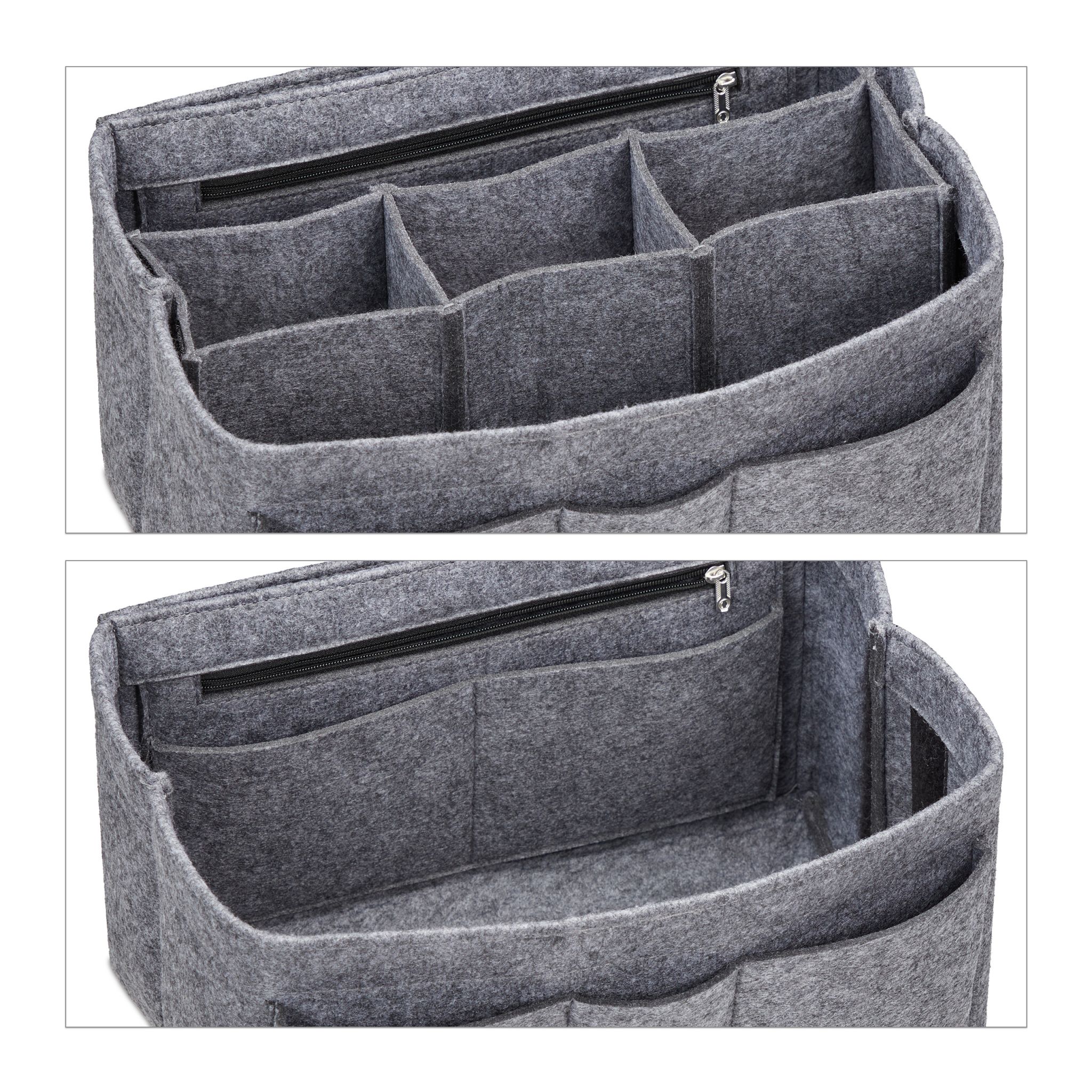 Taschenorganizer Handtasche Filz Grau von Relaxdays