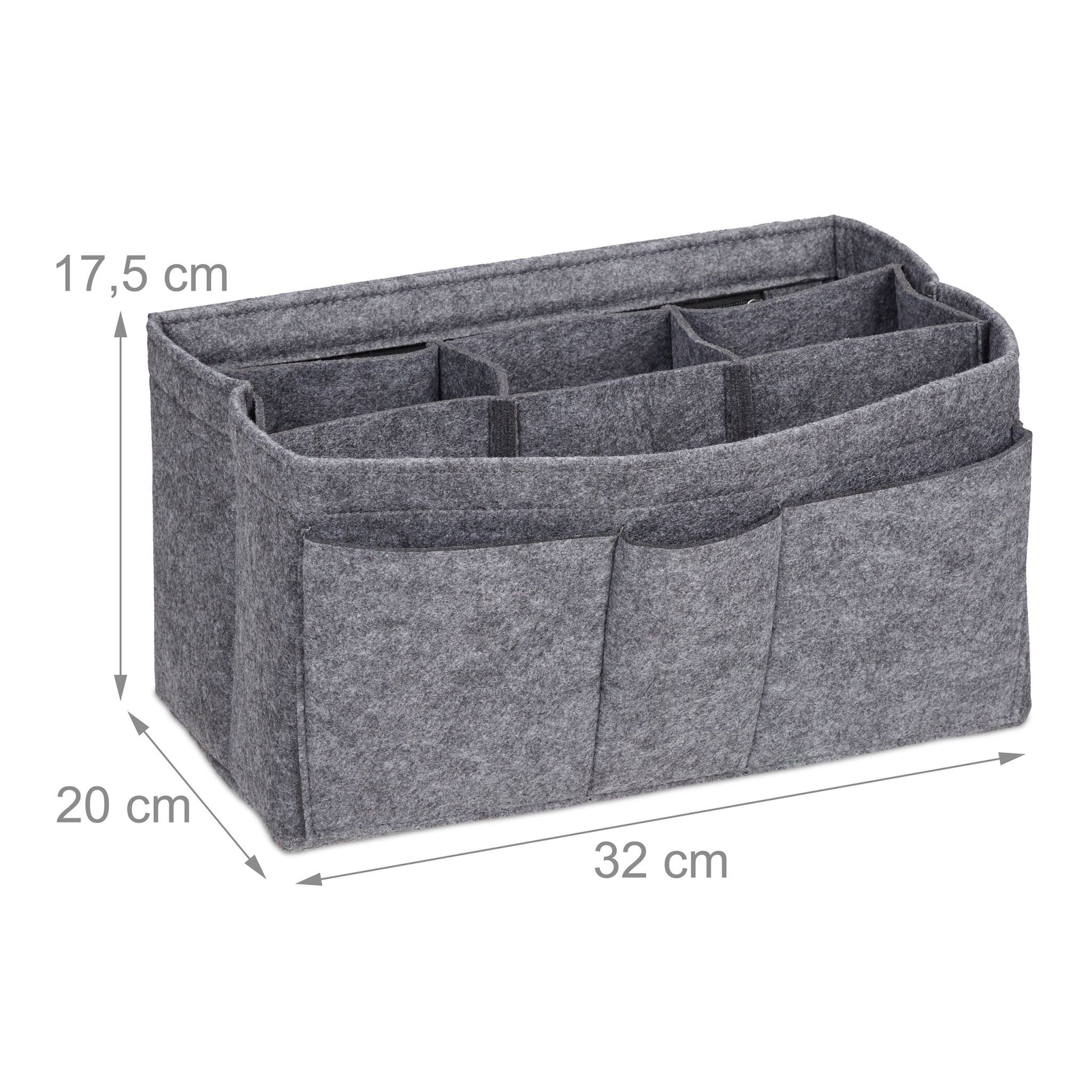 Taschenorganizer Handtasche Filz Grau von Relaxdays