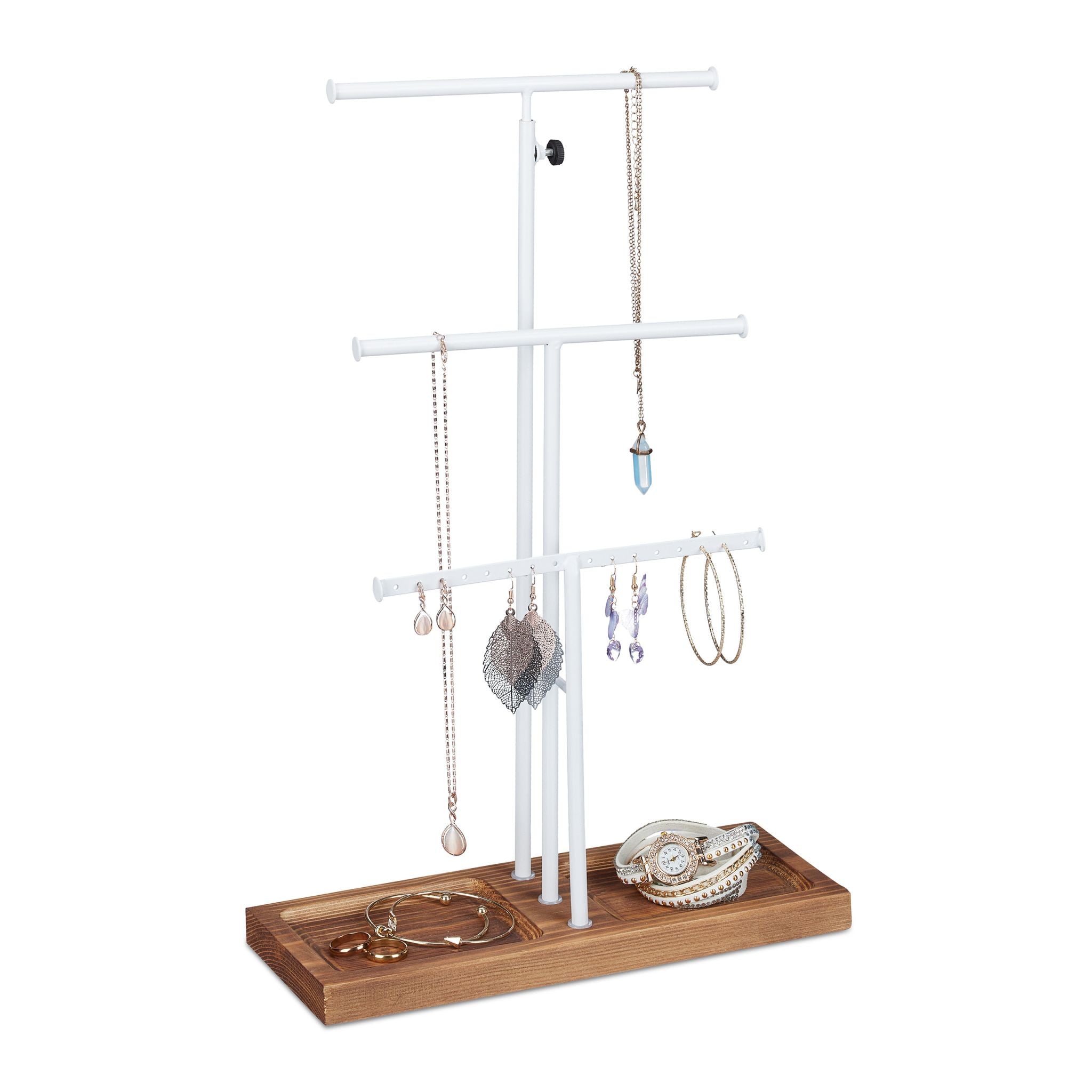 T-förmiger Schmuckständer Weiss-Braun von Relaxdays