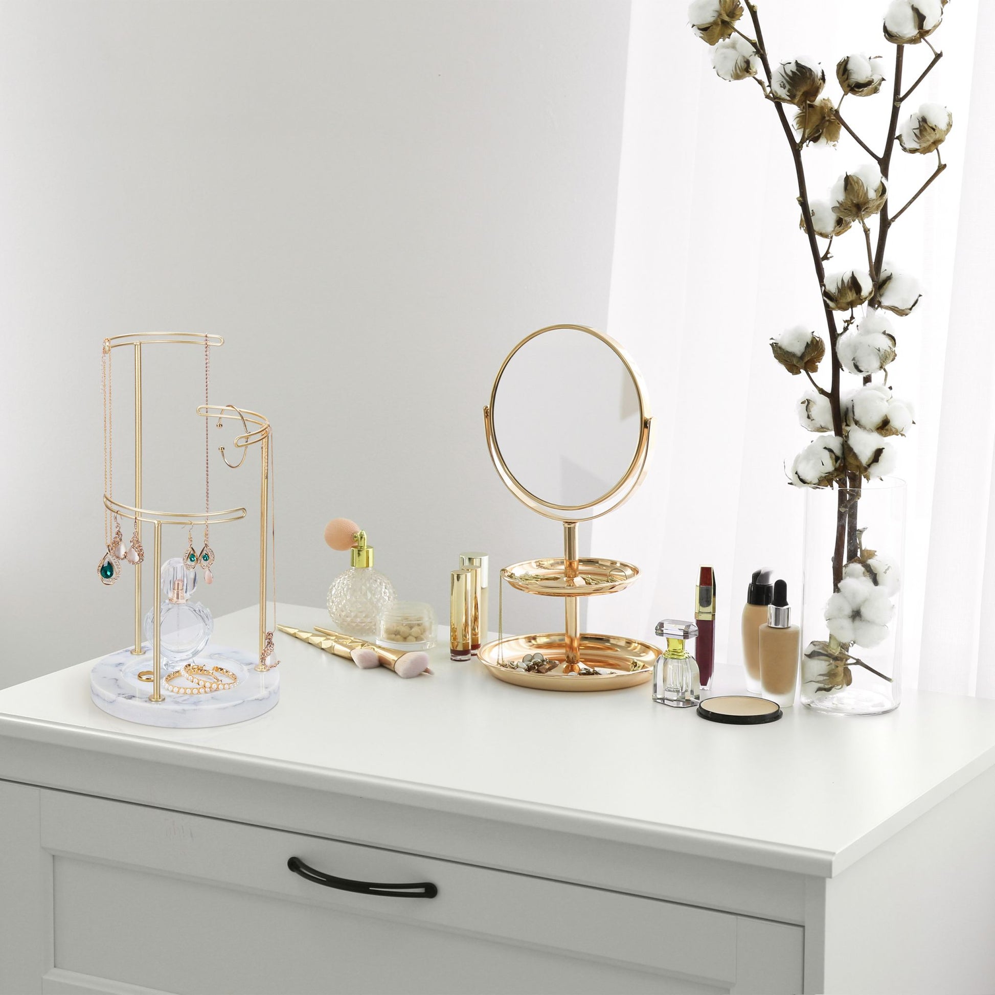 Schmuckständer Marmor gold Weiss-Gold von Relaxdays