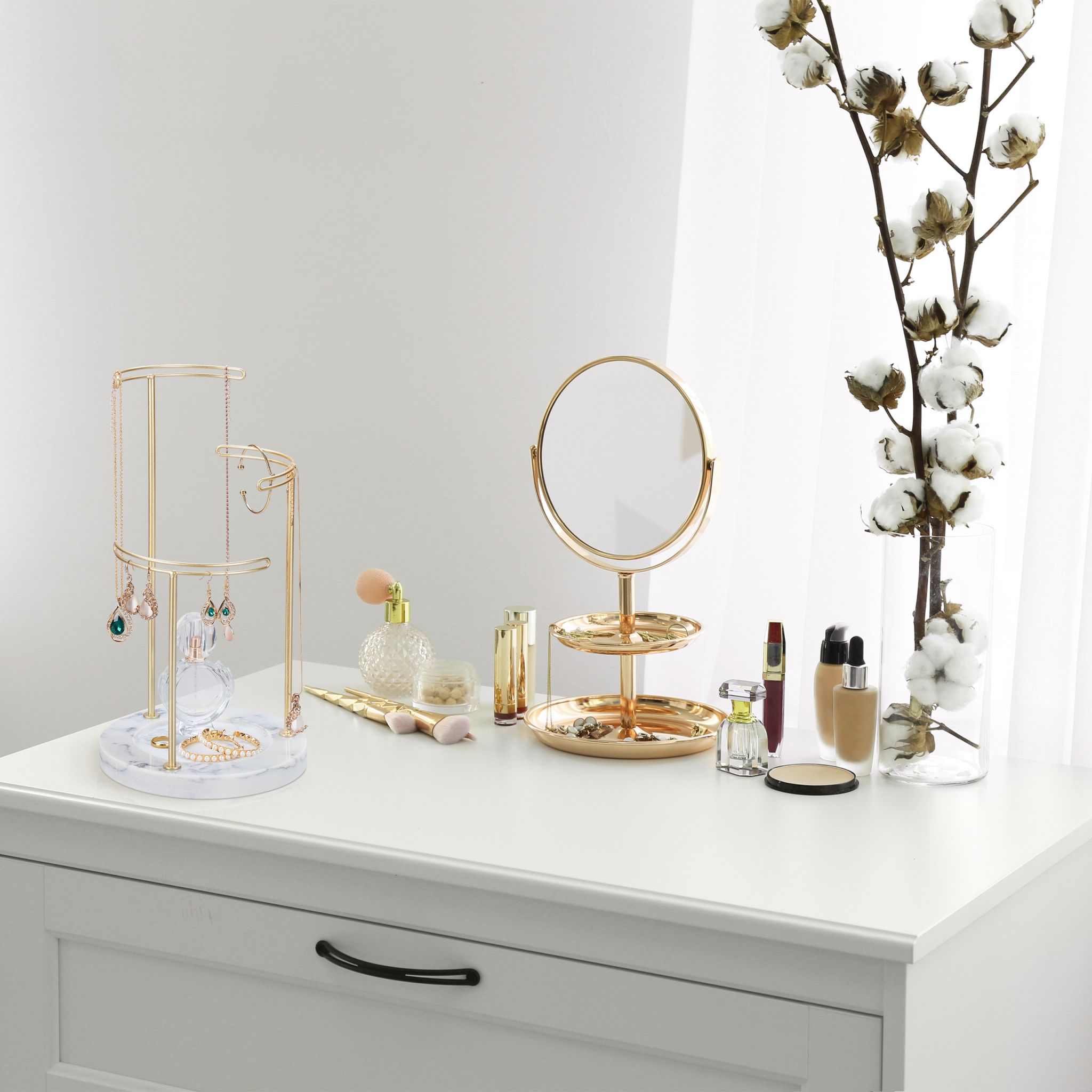 Schmuckständer Marmor gold Weiss-Gold von Relaxdays
