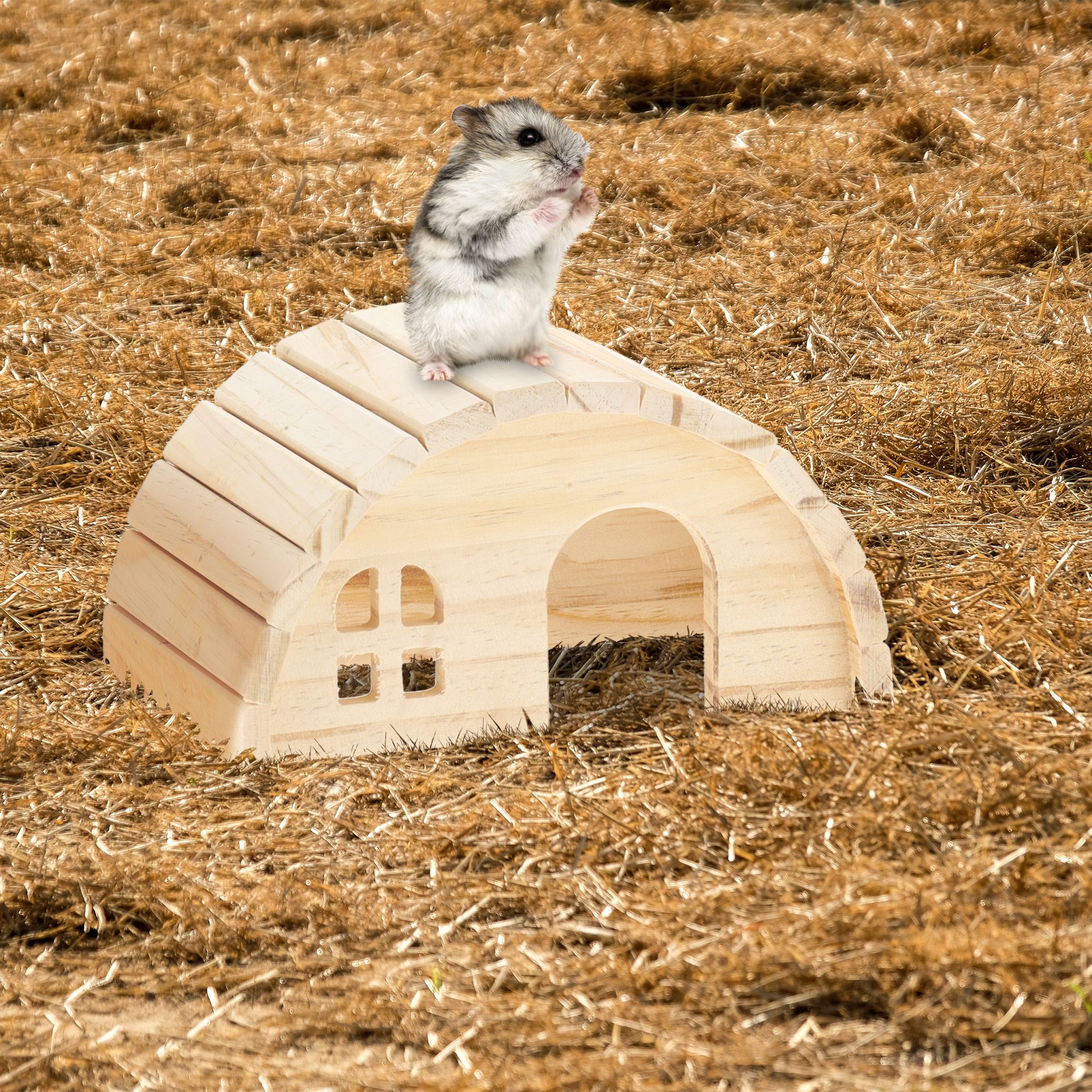 Hamsterhaus Holz Hellbraun von Relaxdays