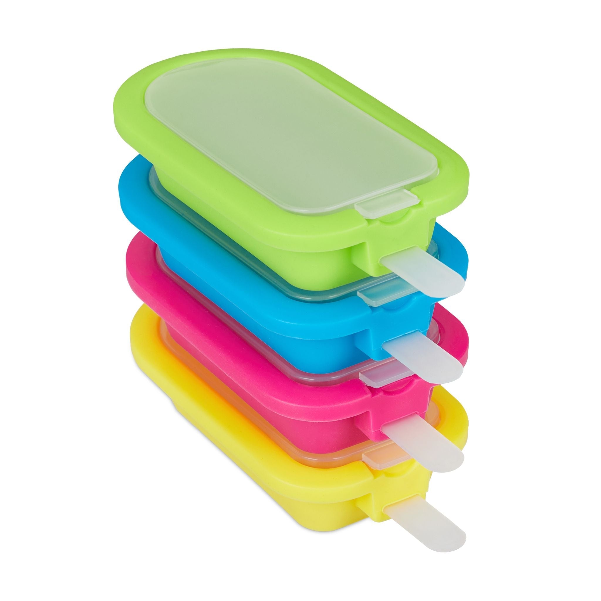 Eisformen 4er-Set Silikon Gelb-Grün-Pink