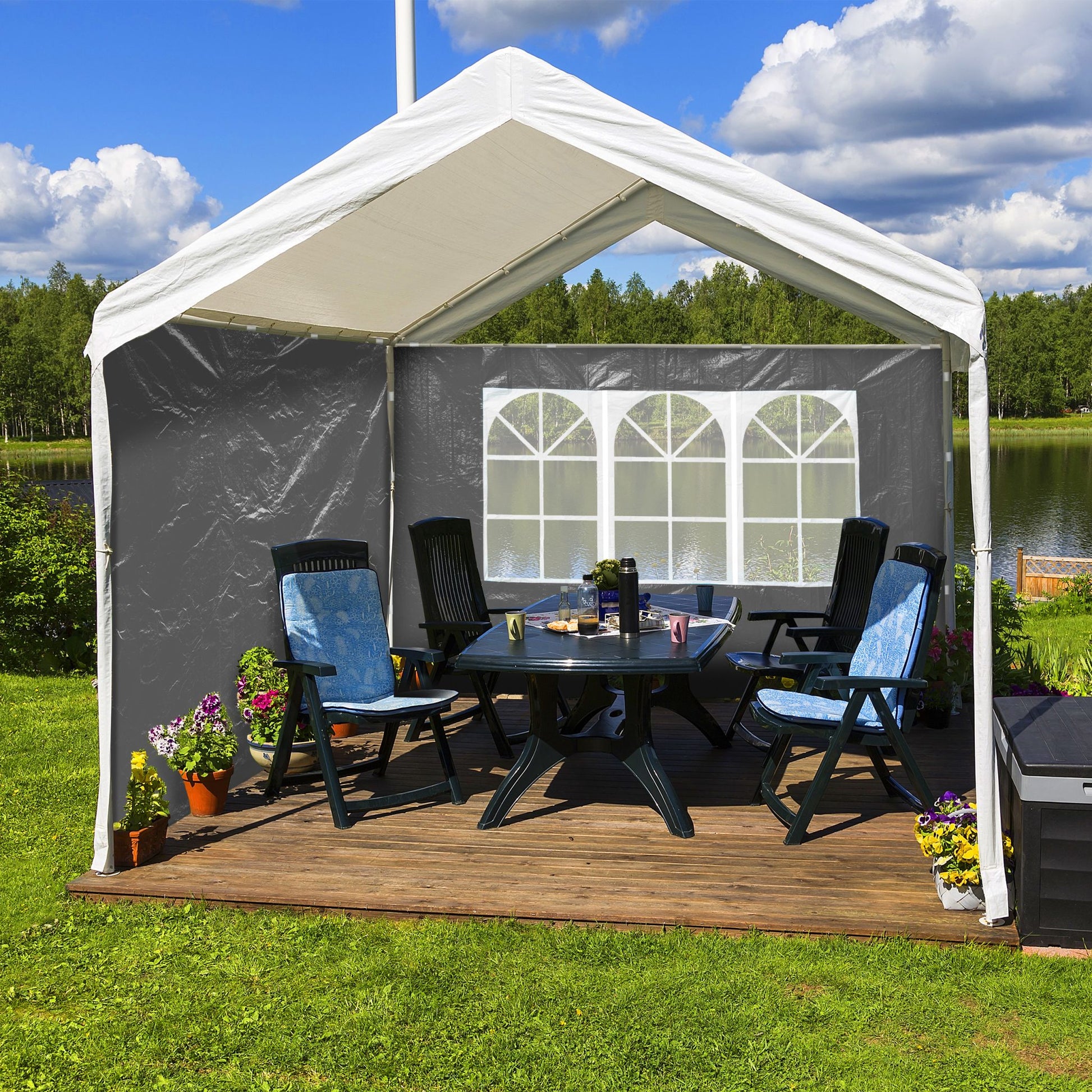 Pavillon Seitenwand 2er-Set grau Weiss-Transparent-Grau von Relaxdays