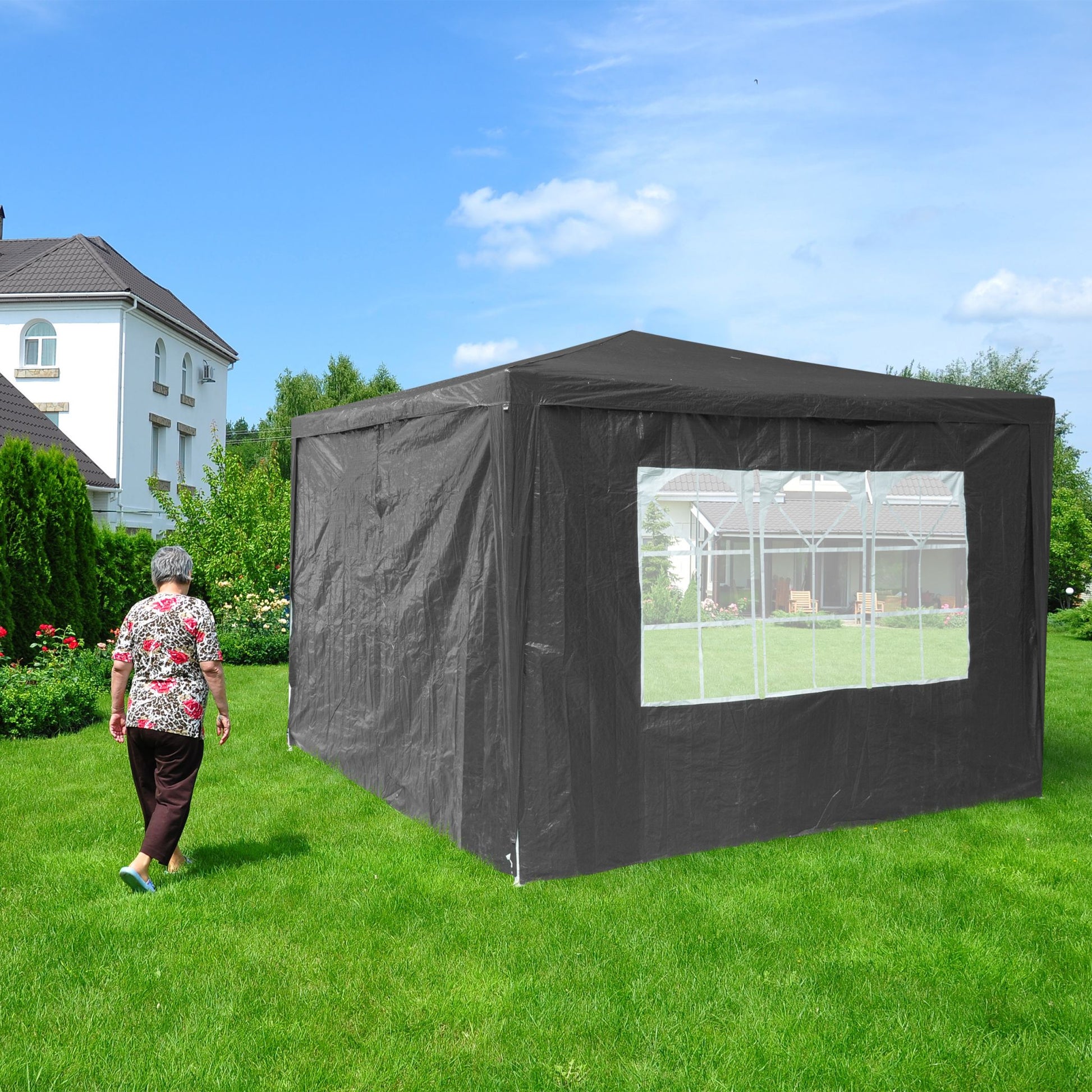 Pavillon Seitenwand 2er-Set grau Weiss-Transparent-Grau von Relaxdays