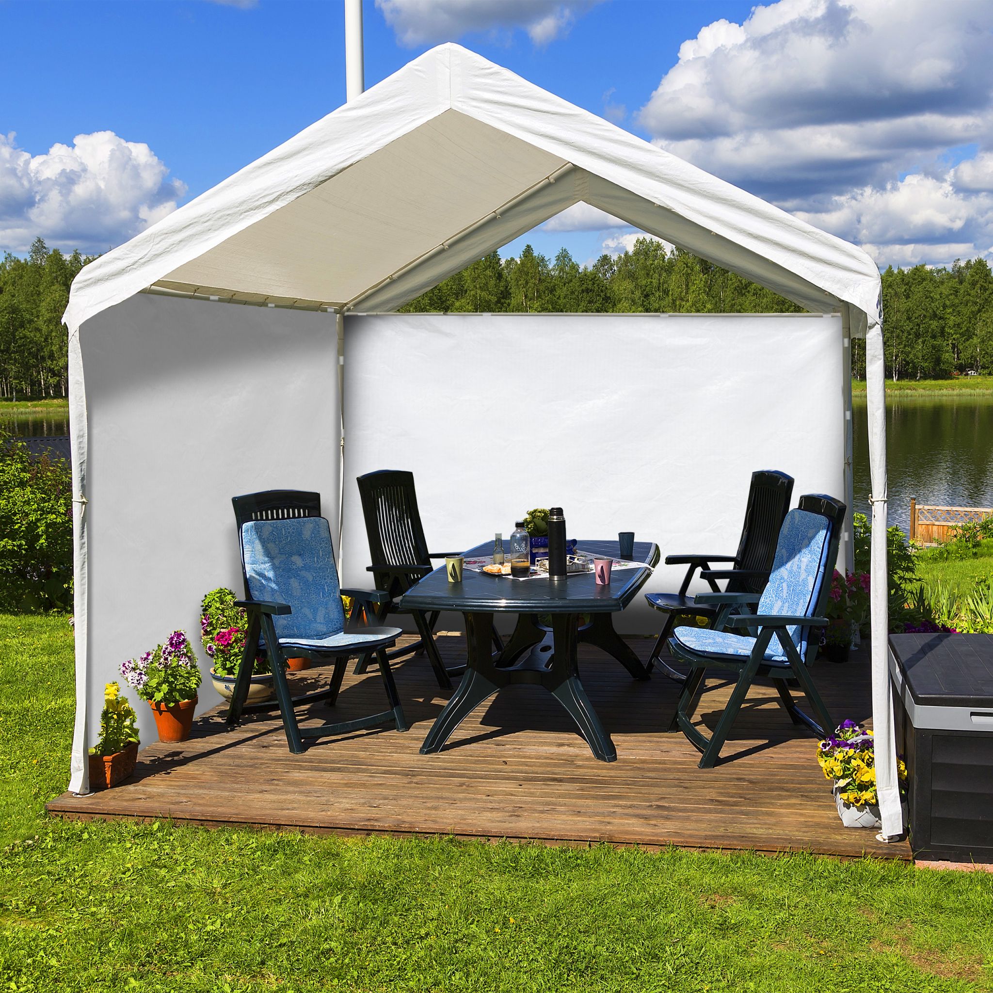 Pavillon Seitenteile 2er-Set weiss Weiss von Relaxdays