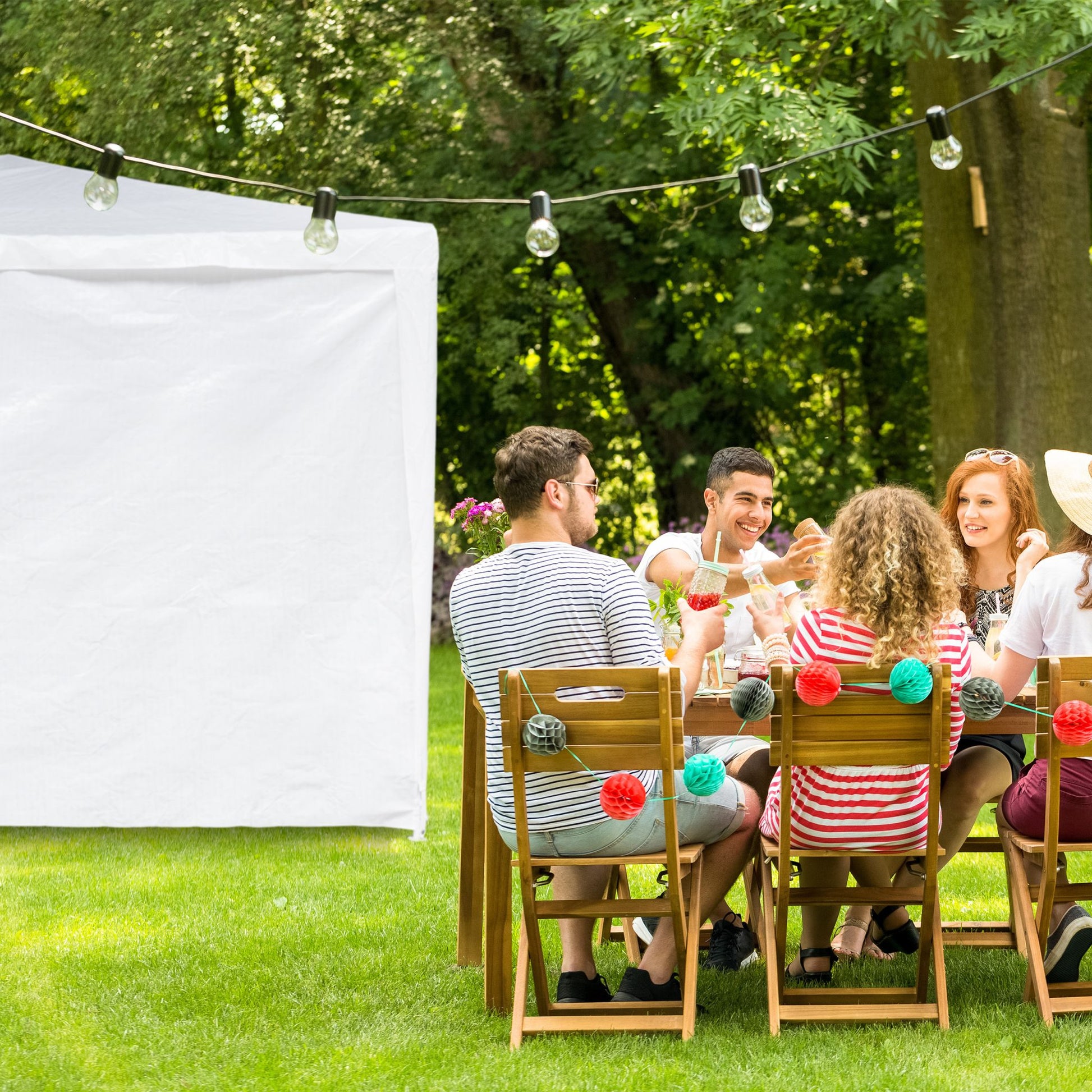 Pavillon Seitenteile 2er-Set weiss Weiss von Relaxdays