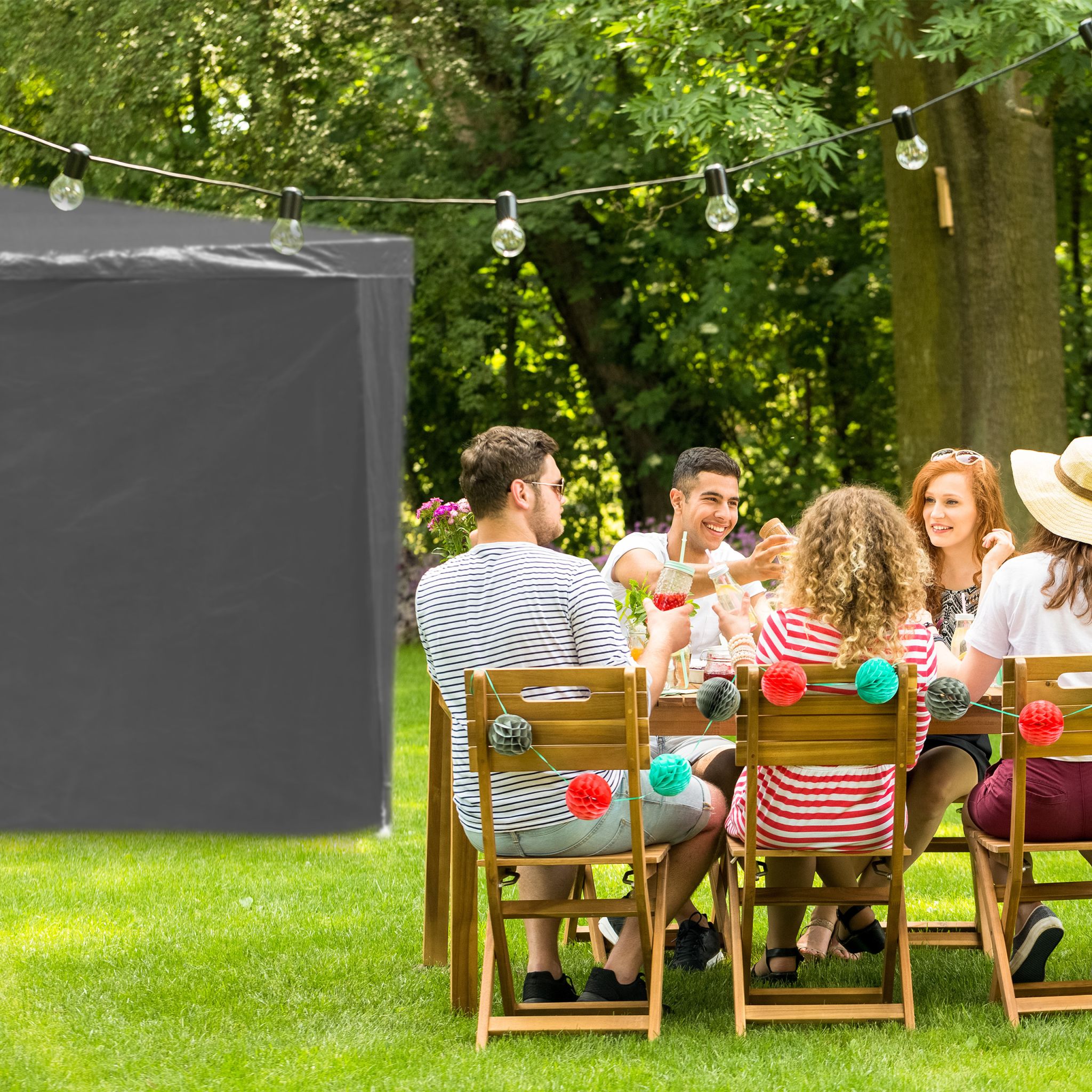 Pavillon Seitenteile 2er-Set Grau von Relaxdays