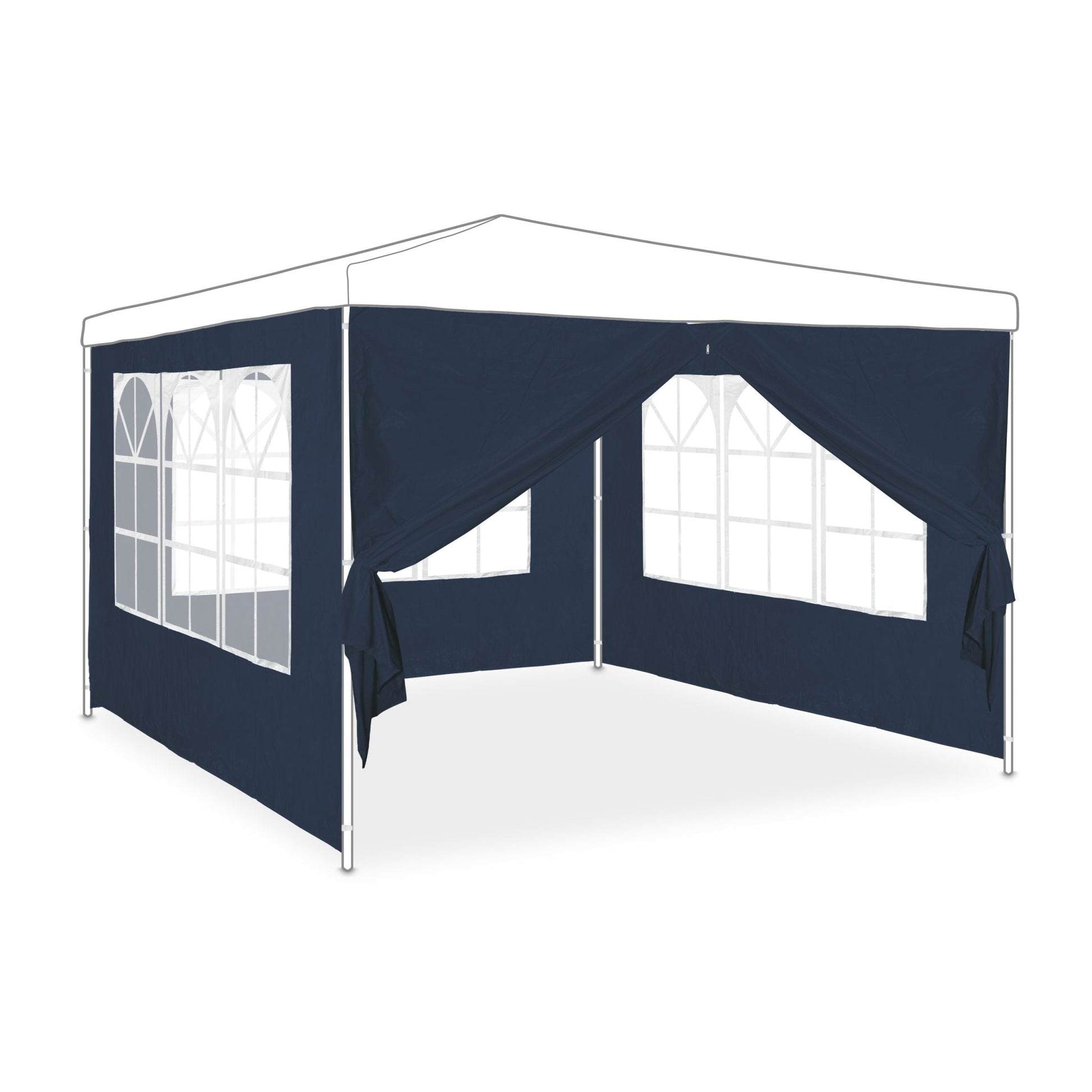 Pavillon Seitenwand 4er-Set Weiss-Blau-Transparent von Relaxdays