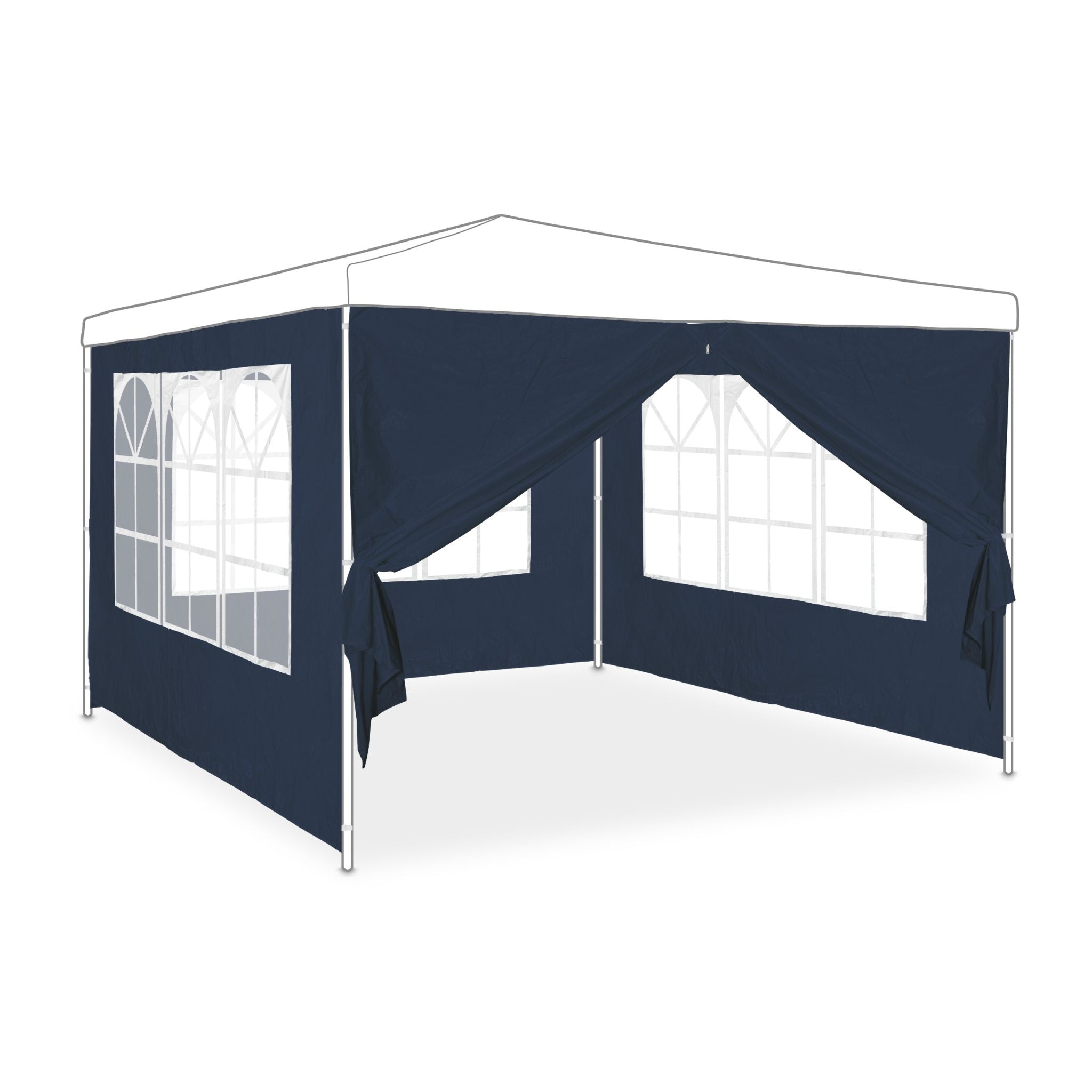 Pavillon Seitenwand 4er-Set Weiss-Blau-Transparent von Relaxdays
