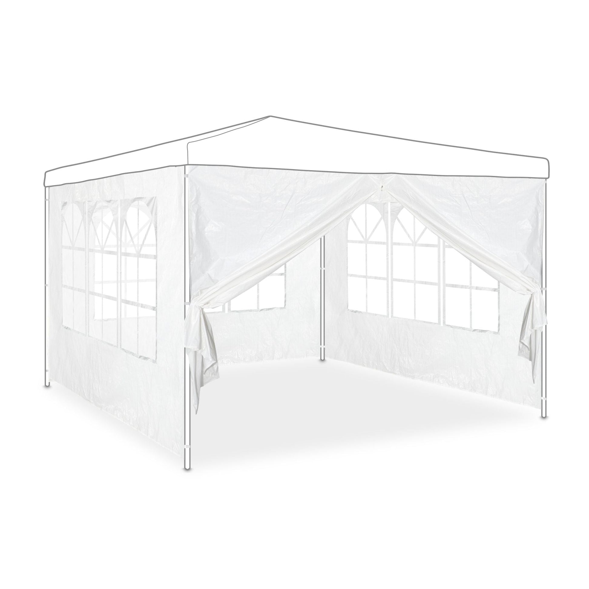 Pavillon Seitenwand 4er-Set Weiss-Transparent von Relaxdays