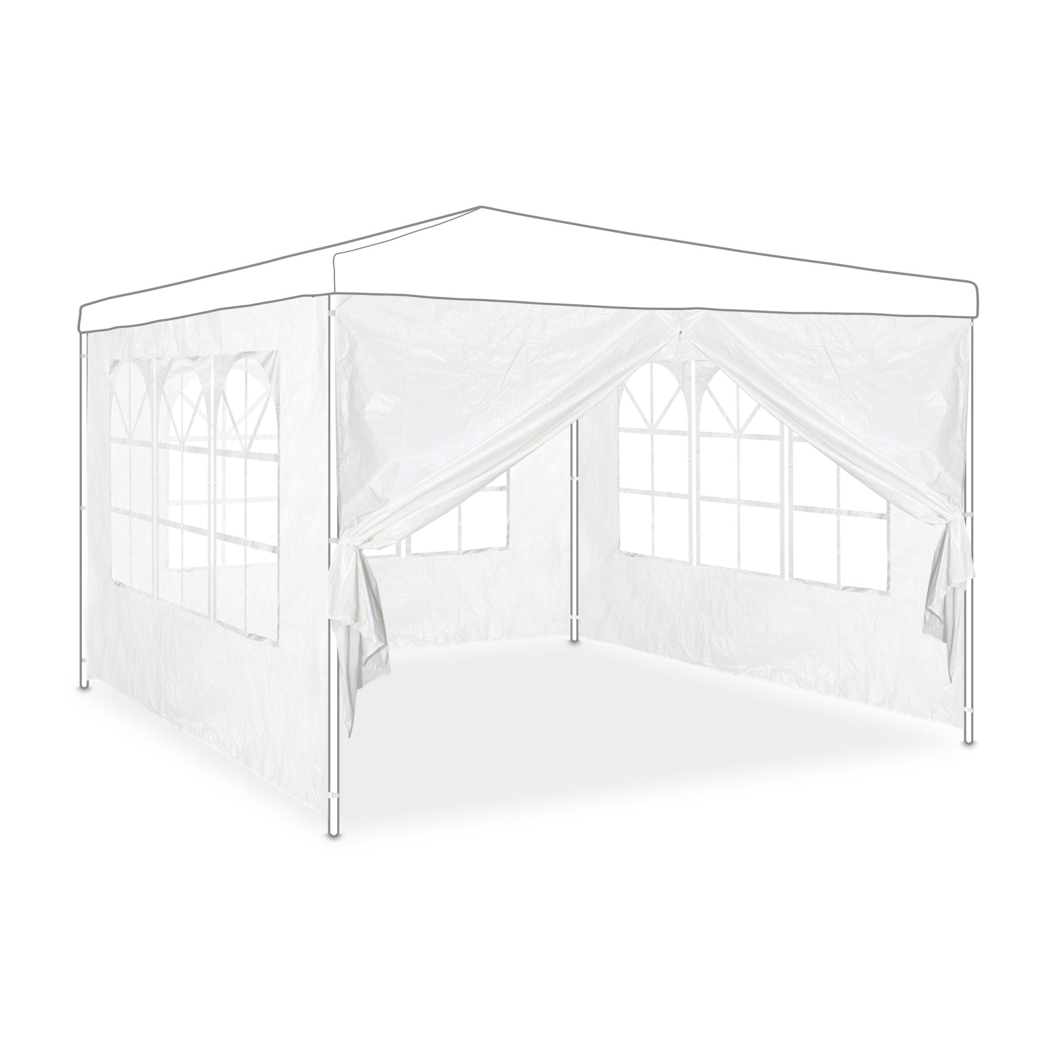 Pavillon Seitenwand 4er-Set Weiss-Transparent von Relaxdays