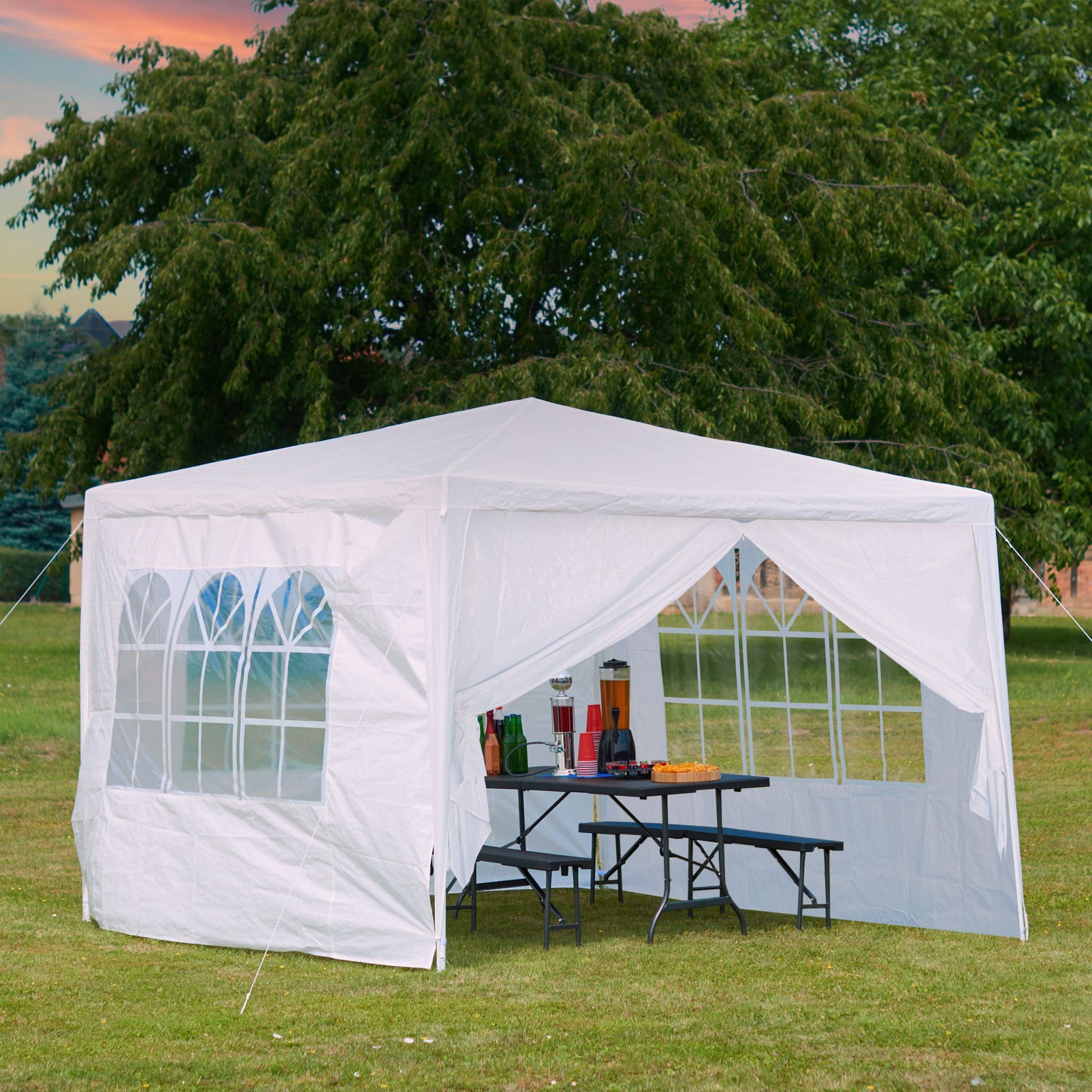 Pavillon Seitenwand 4er-Set Weiss-Transparent von Relaxdays