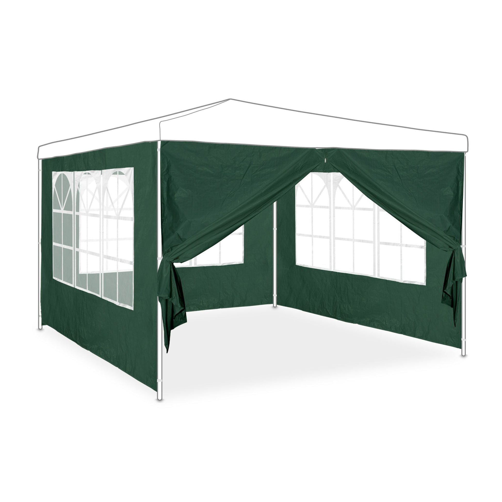 Pavillon-Seitenwand 4er-Set in Grün Weiss-Dunkelgrün-Transparent von Relaxdays