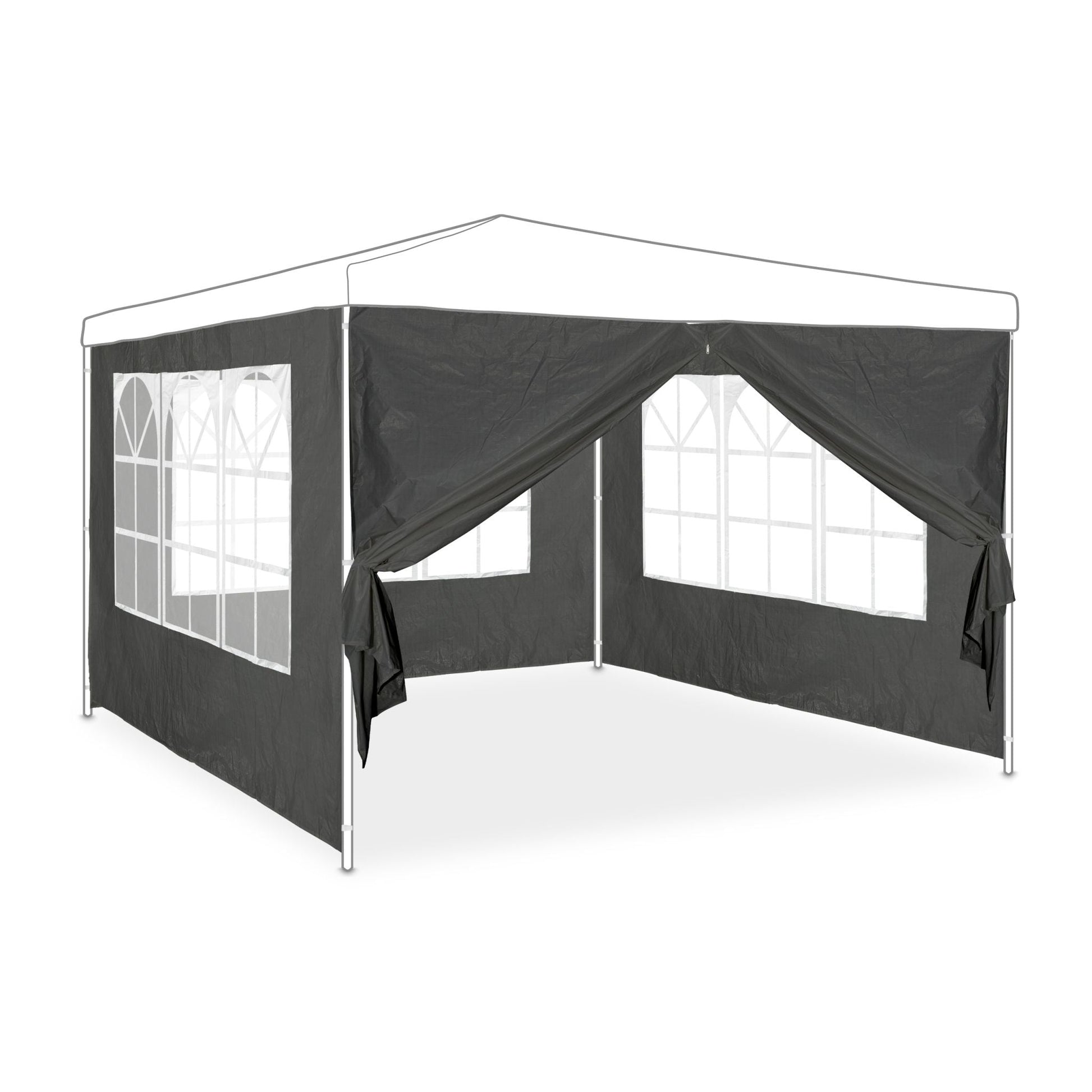 Pavillon Seitenwand 4er-Set - Grau Weiss-Transparent-Grau von Relaxdays