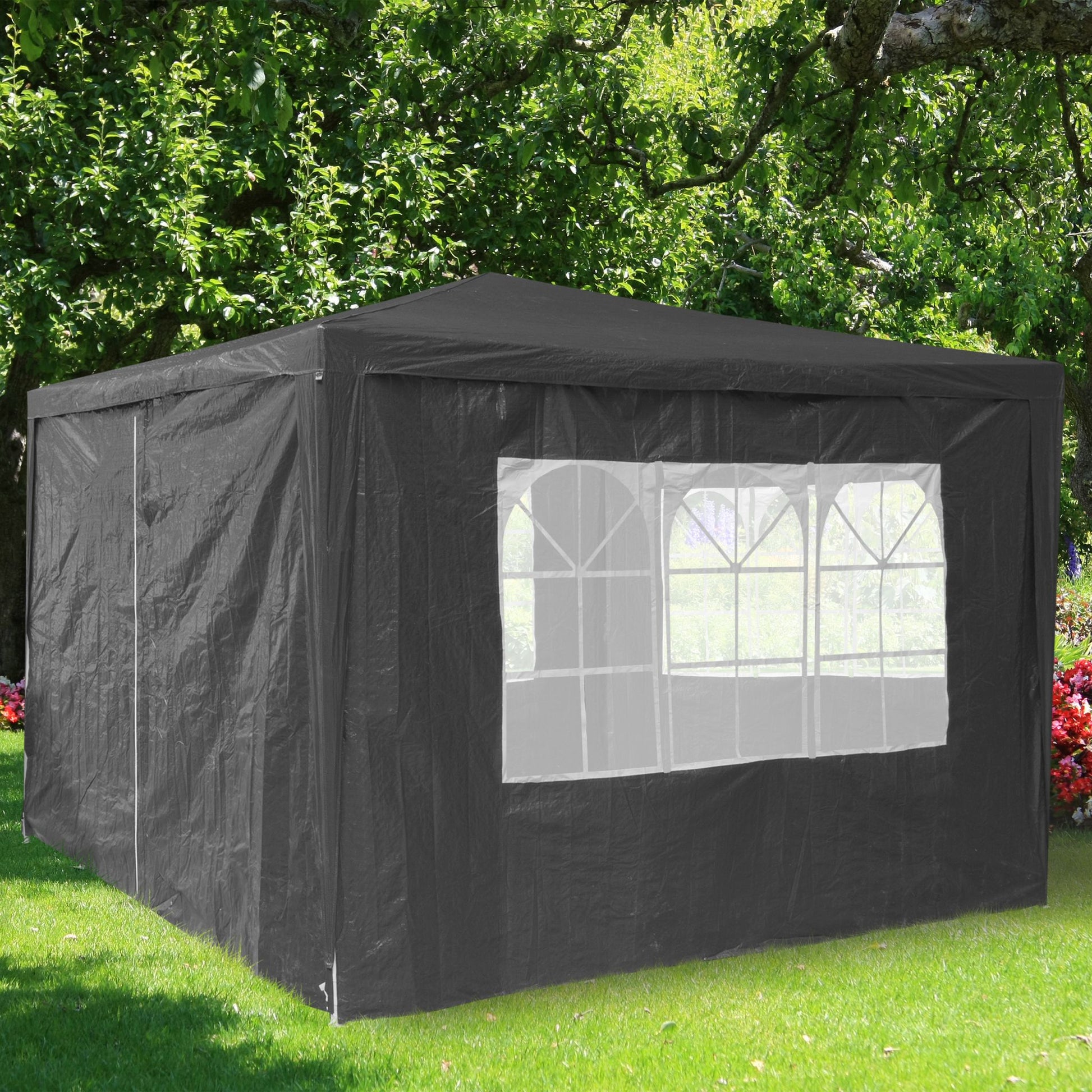 Pavillon Seitenwand 4er-Set - Grau Weiss-Transparent-Grau von Relaxdays