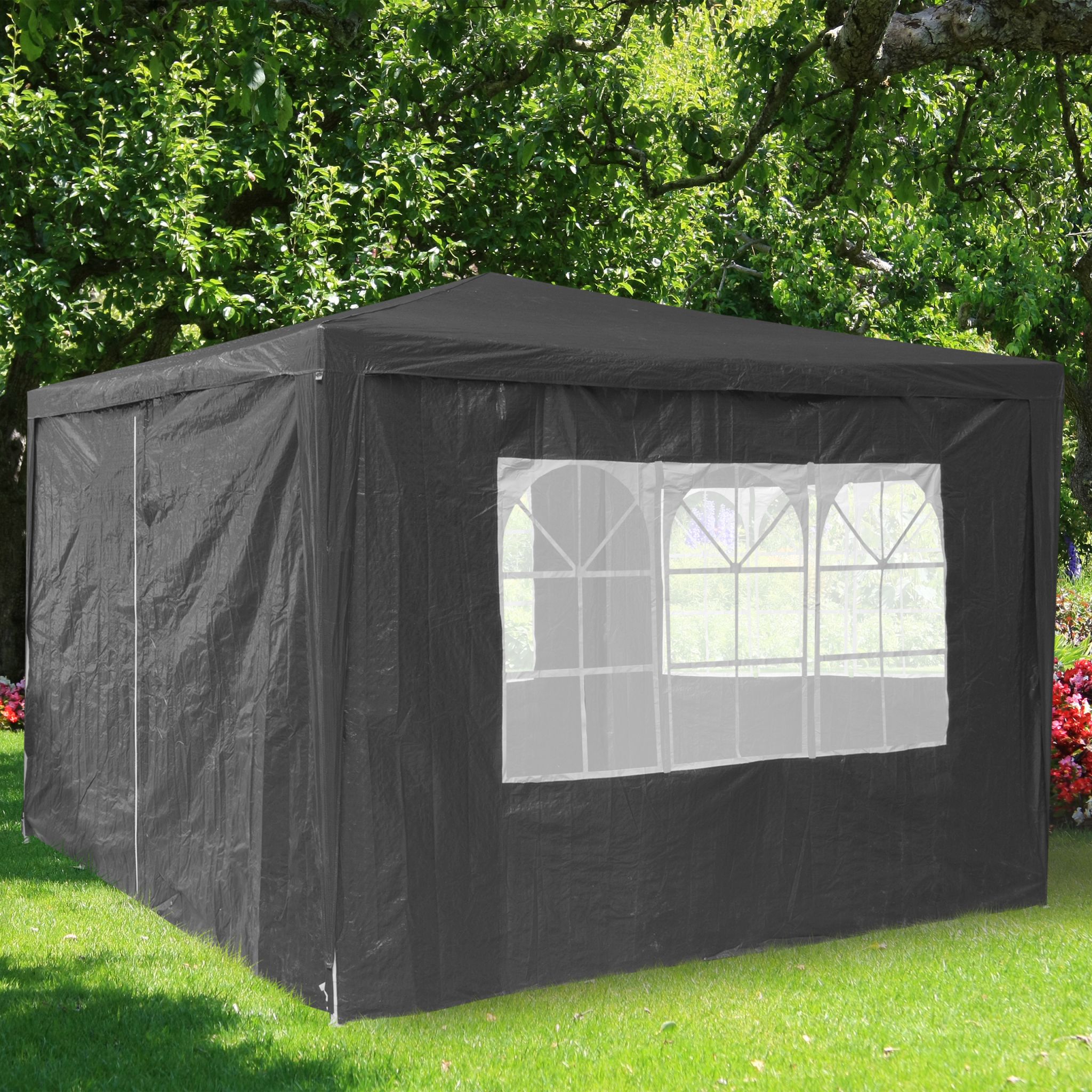 Pavillon Seitenwand 4er-Set - Grau Weiss-Transparent-Grau von Relaxdays