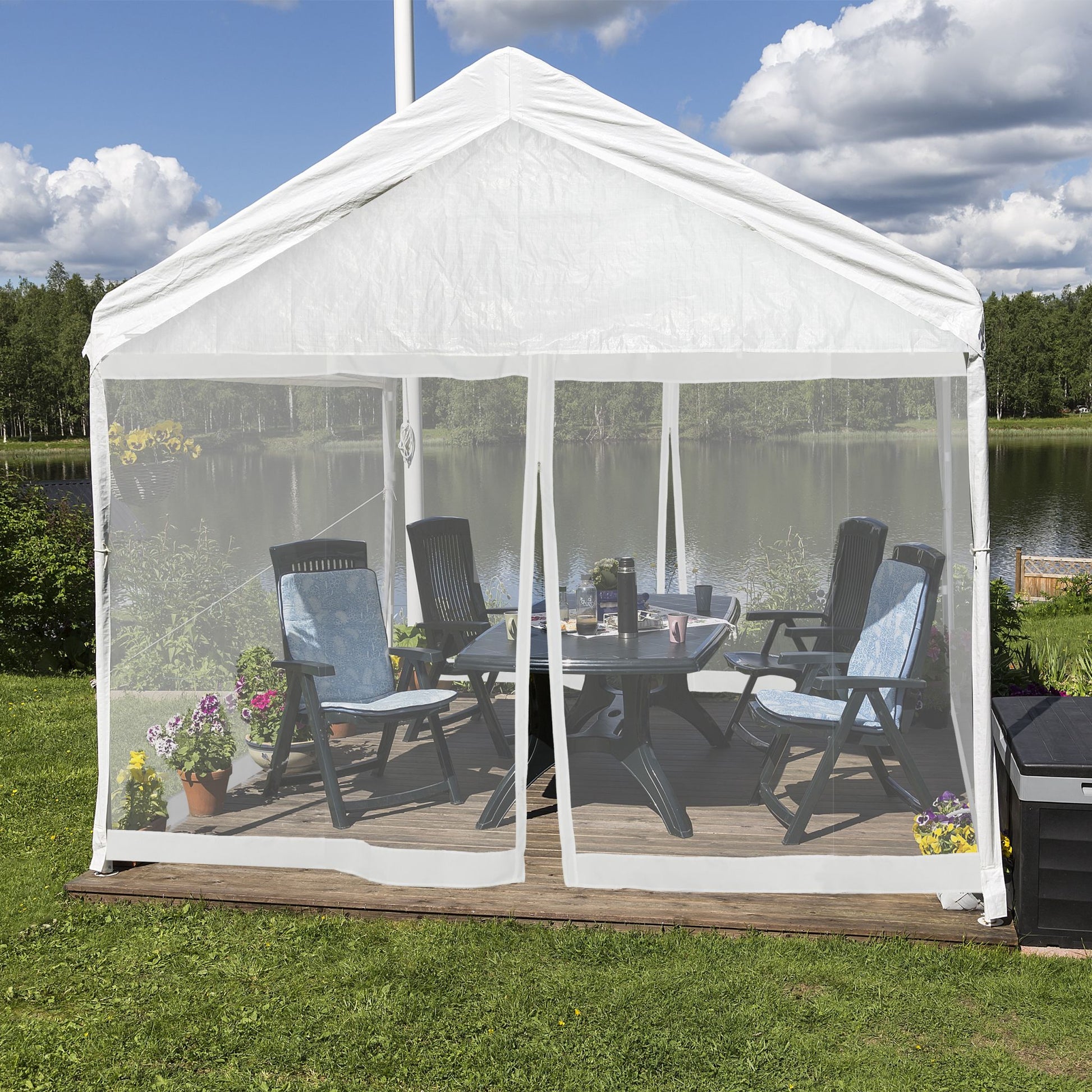 Moskitonetz für 3x3m Pavillon weiss Weiss von Relaxdays