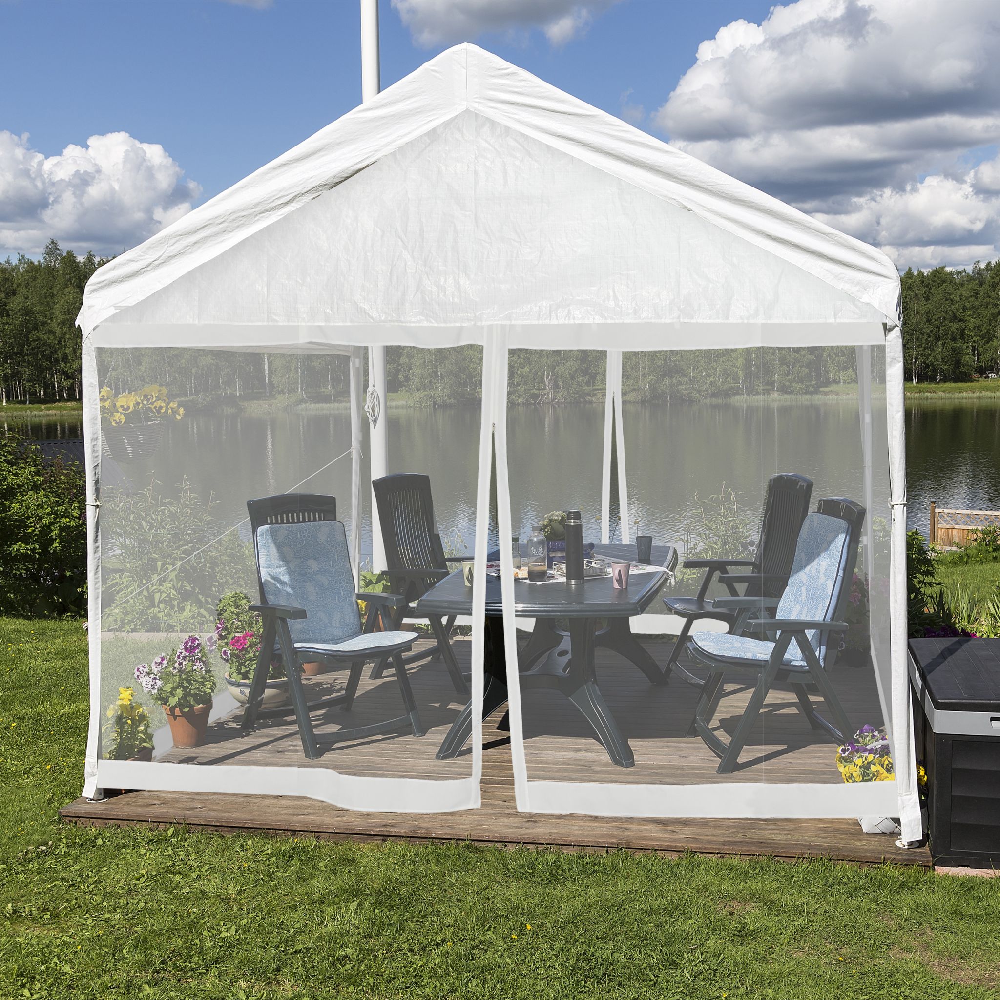 Moskitonetz für 3x3m Pavillon weiss Weiss von Relaxdays