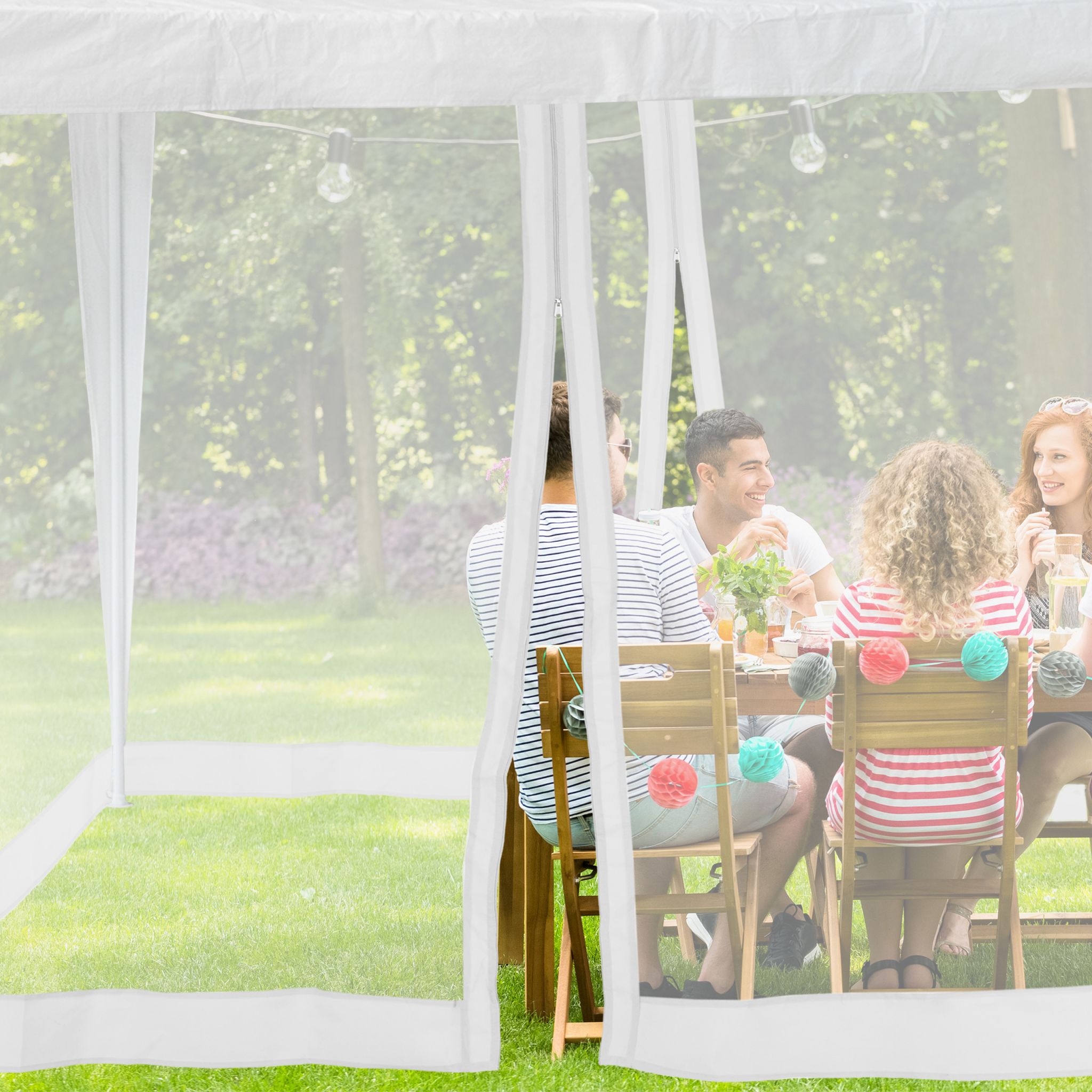 Moskitonetz für 3x3m Pavillon weiss Weiss von Relaxdays