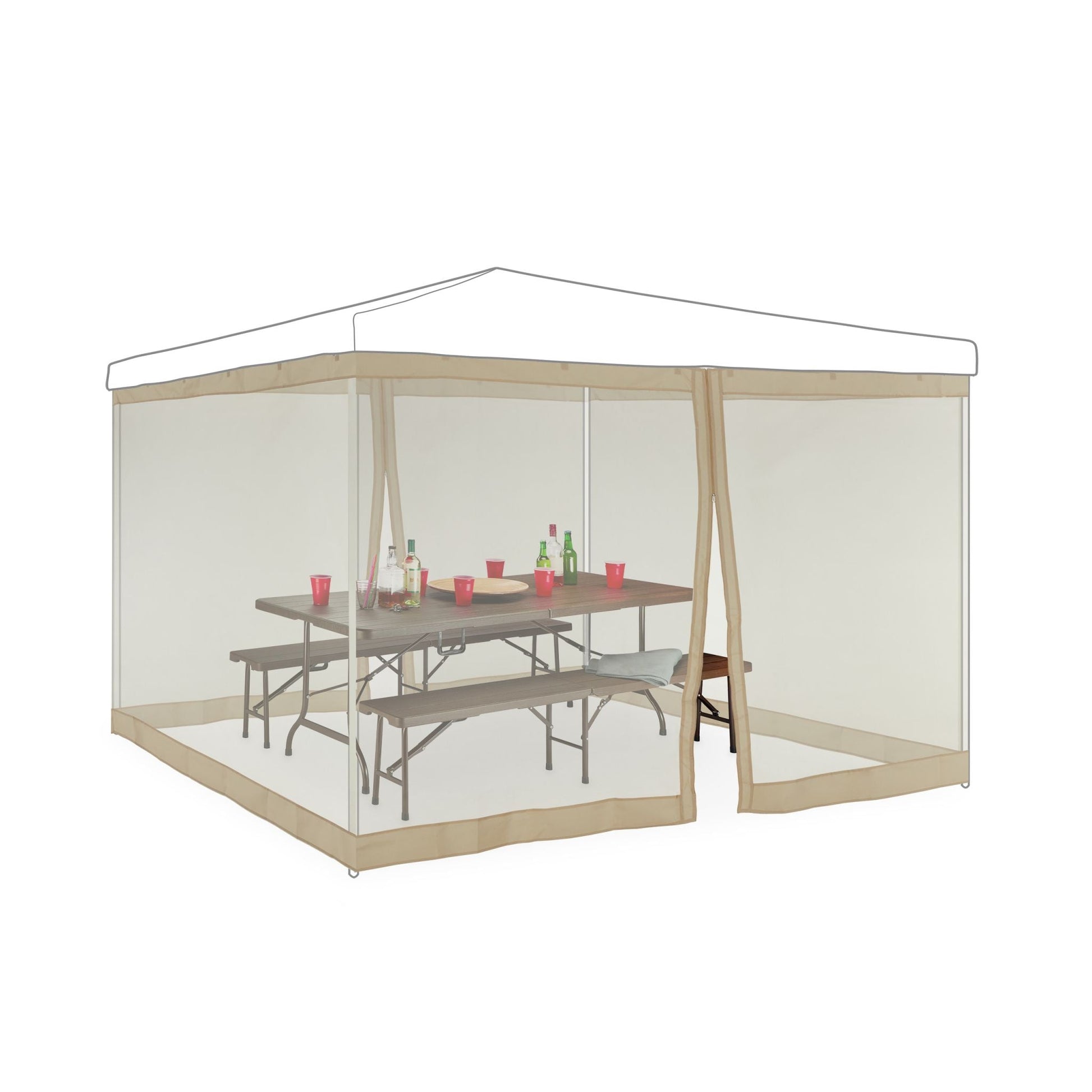 Moskitonetz für 3x3m Pavillon beige Beige von Relaxdays