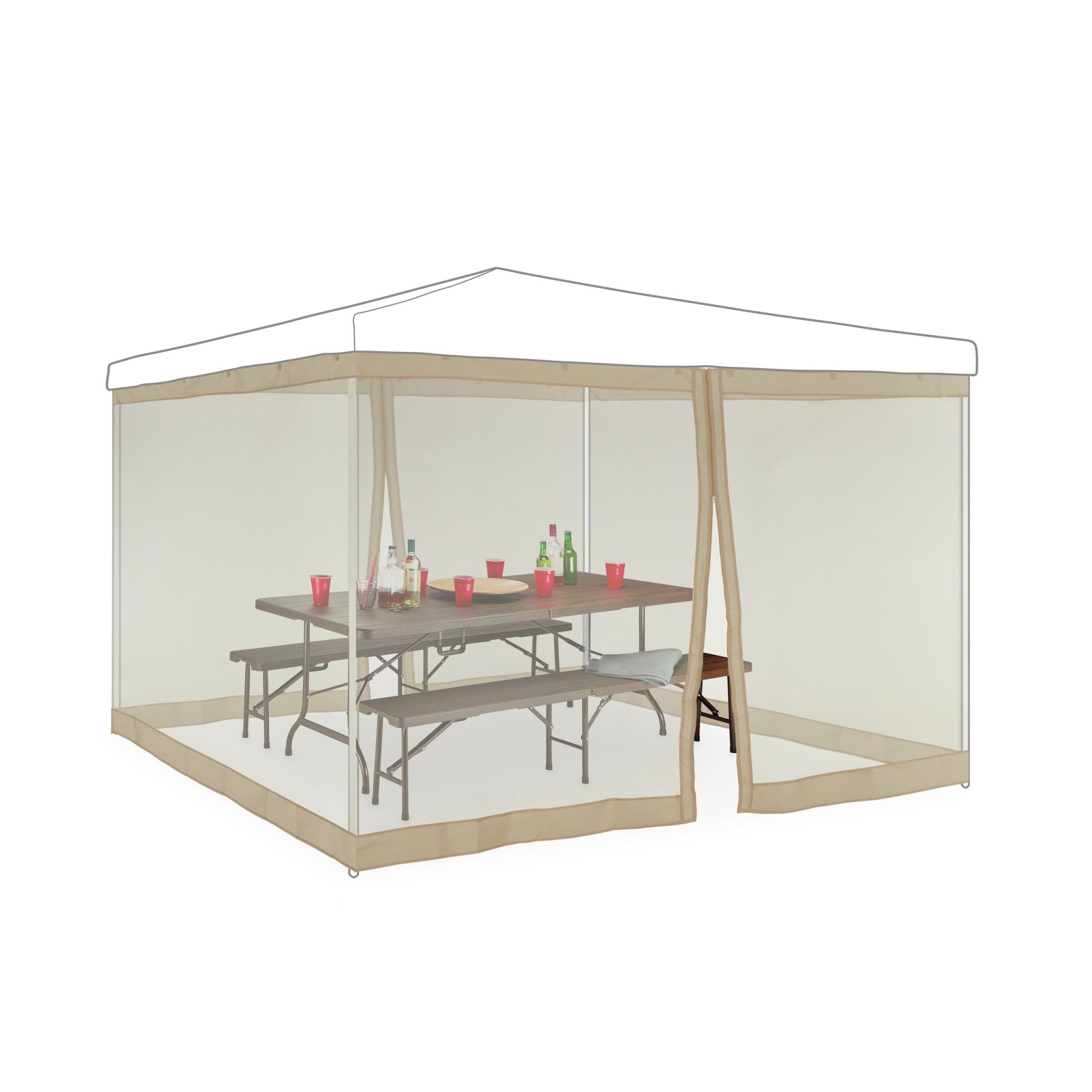 Moskitonetz für 3x3m Pavillon beige Beige von Relaxdays