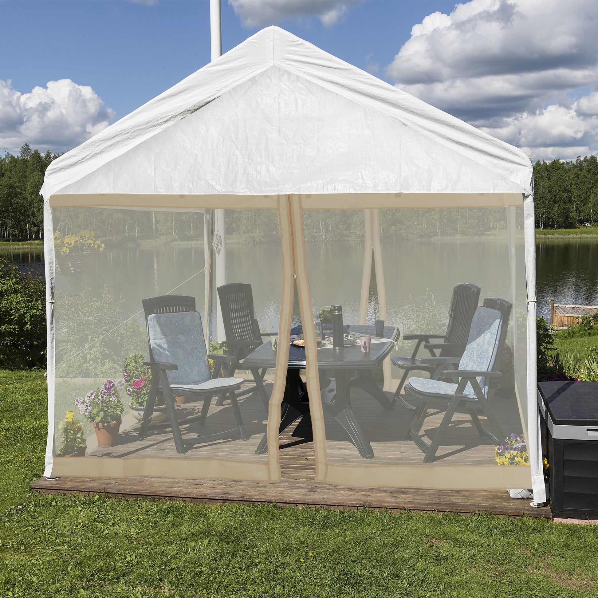 Moskitonetz für 3x3m Pavillon beige Beige von Relaxdays