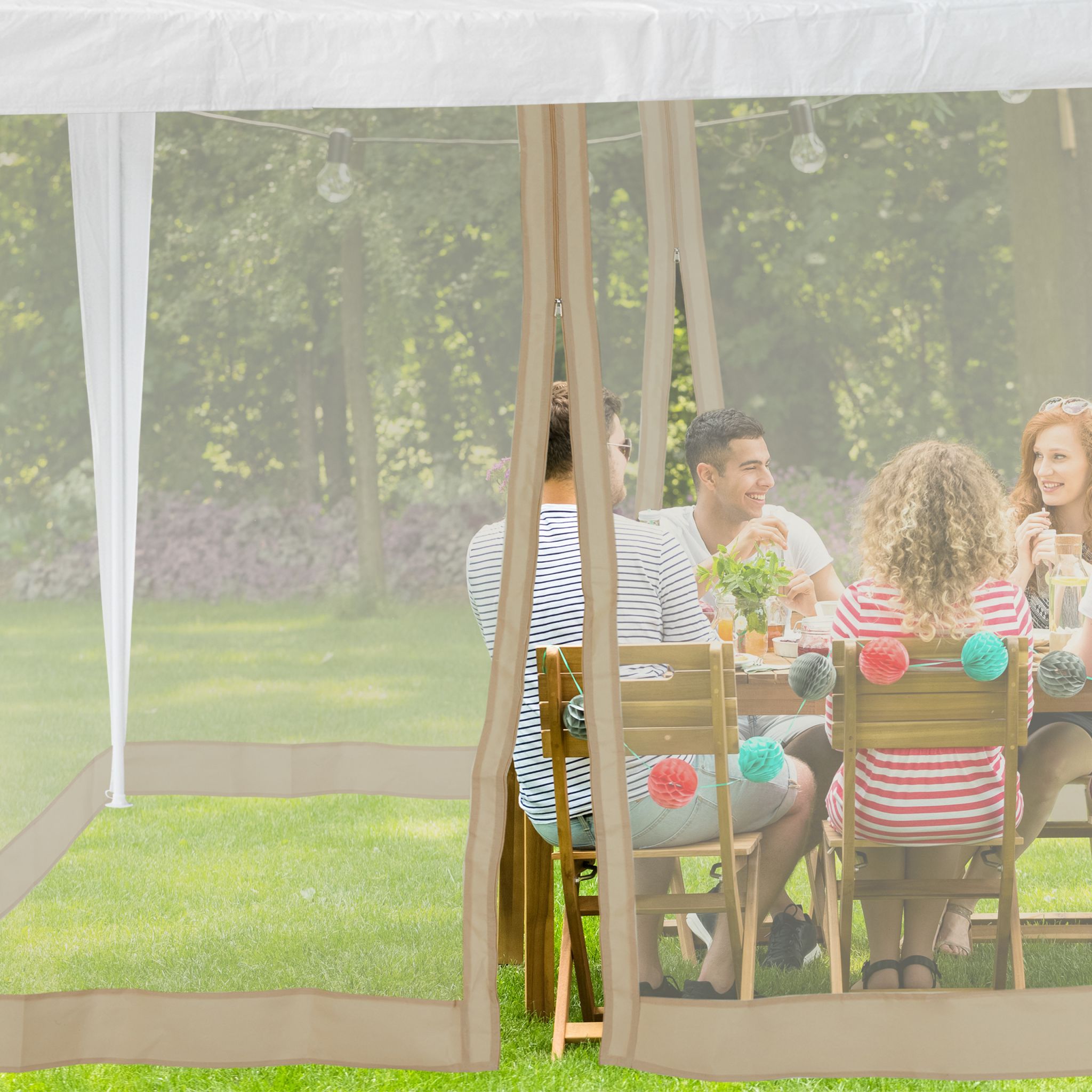 Moskitonetz für 3x3m Pavillon beige Beige von Relaxdays