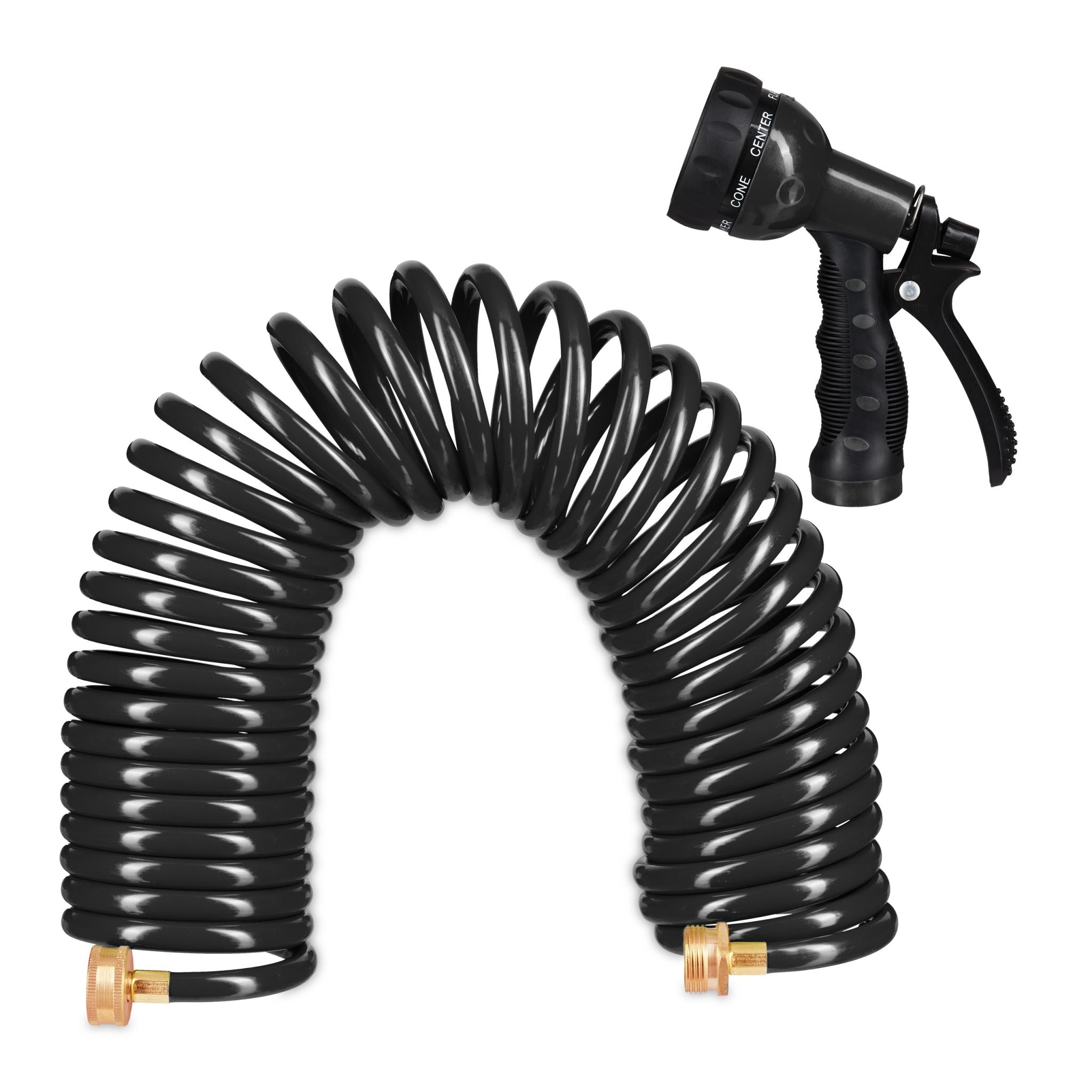 Wasser Spiralschlauch mit Brause 10 m Schwarz von Relaxdays