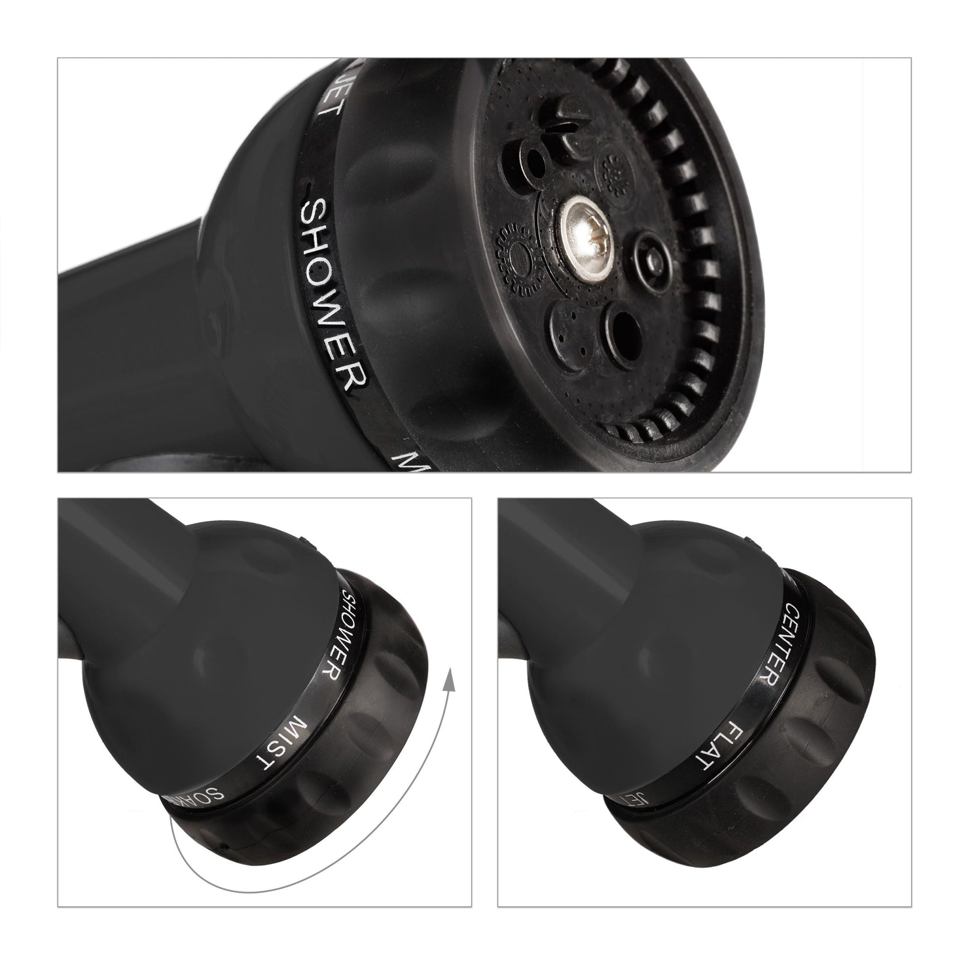 Wasser Spiralschlauch mit Brause 10 m Schwarz von Relaxdays
