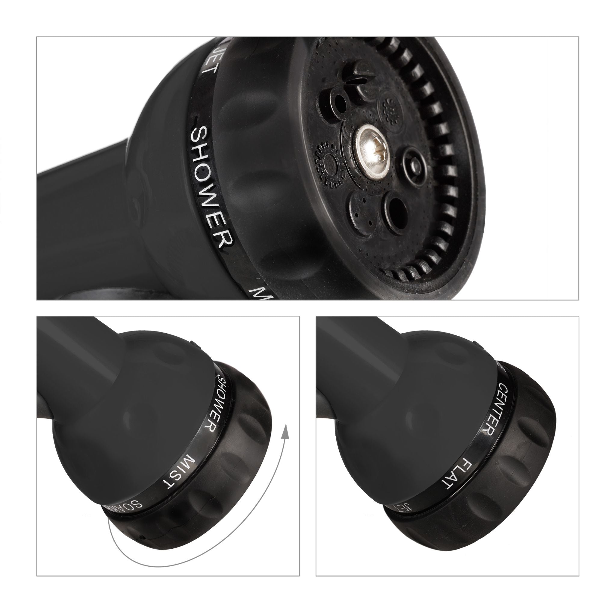 Wasser Spiralschlauch mit Brause 10 m Schwarz von Relaxdays