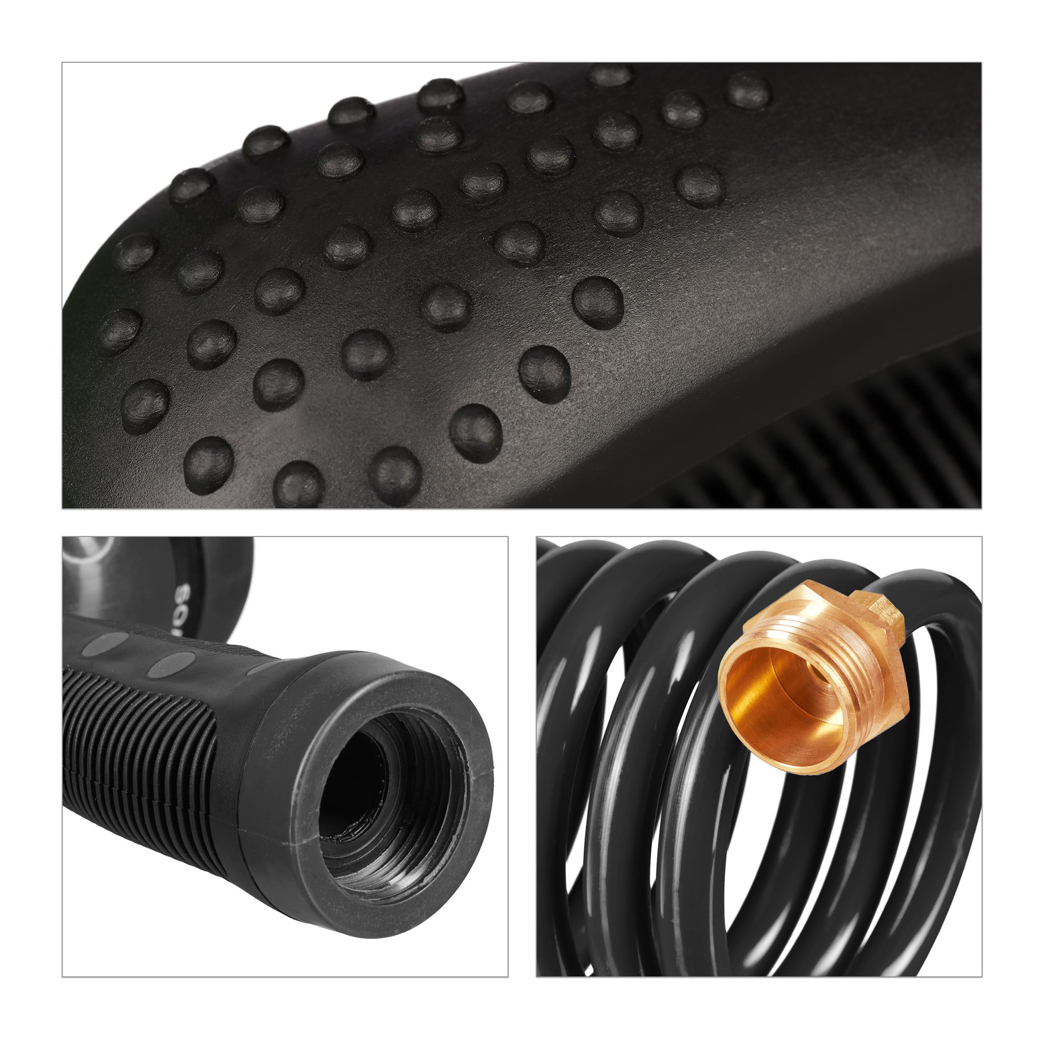 Wasser Spiralschlauch mit Brause 10 m Schwarz von Relaxdays
