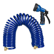 Wasser Spiralschlauch mit Brause 10 m Blau-Schwarz von Relaxdays