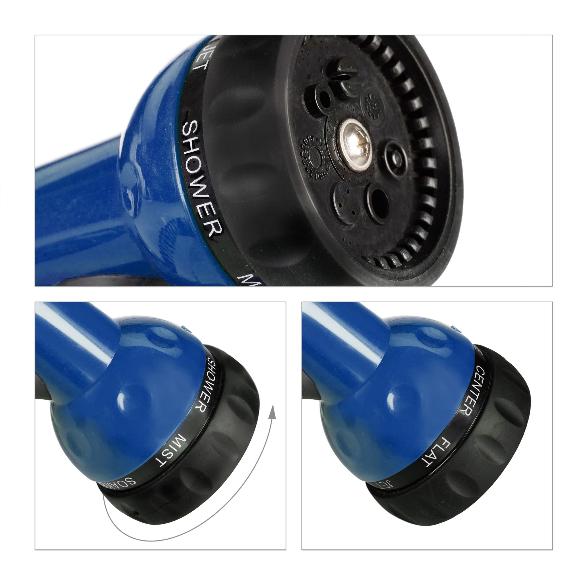 Wasser Spiralschlauch mit Brause 10 m Blau-Schwarz von Relaxdays