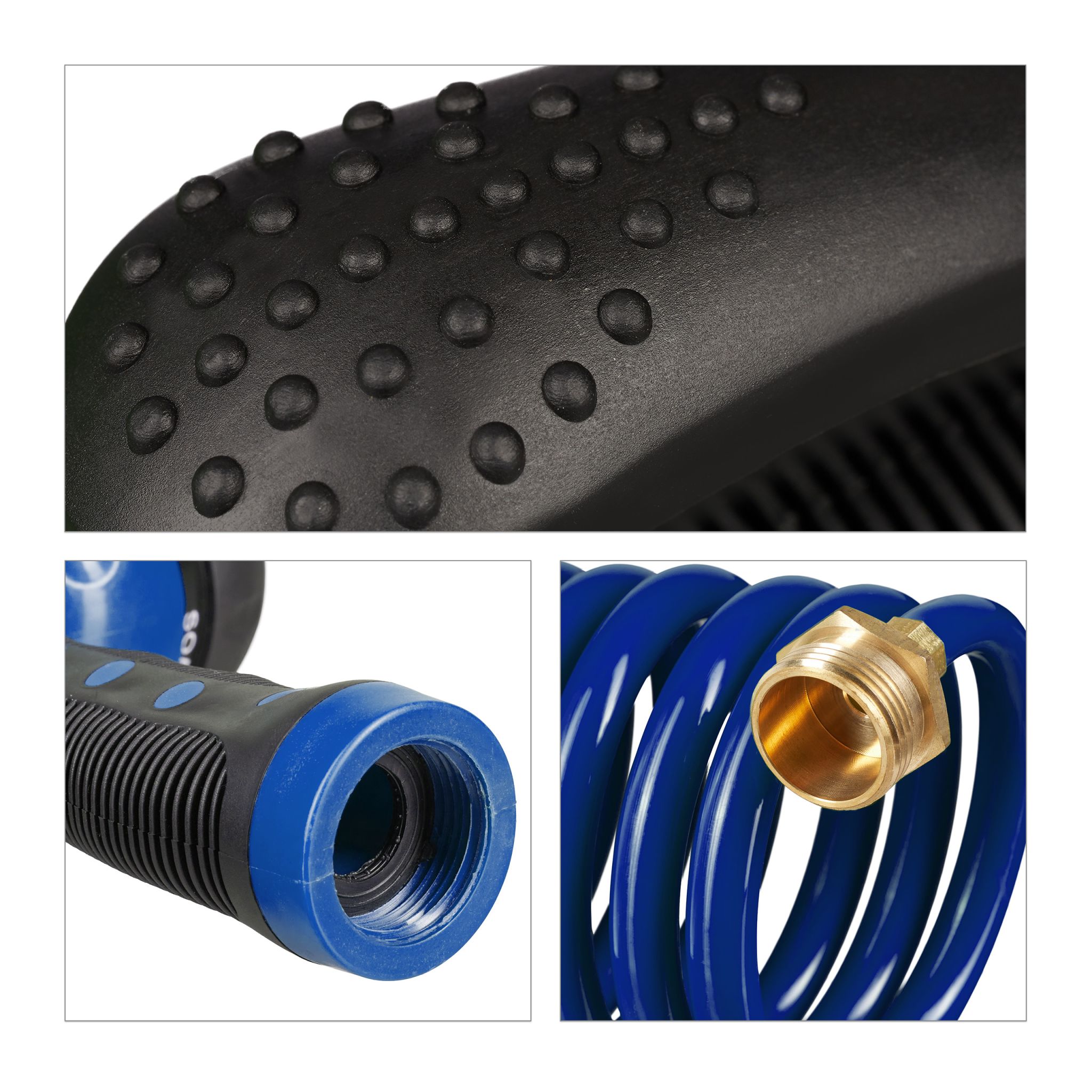 Wasser Spiralschlauch mit Brause 10 m Blau-Schwarz von Relaxdays