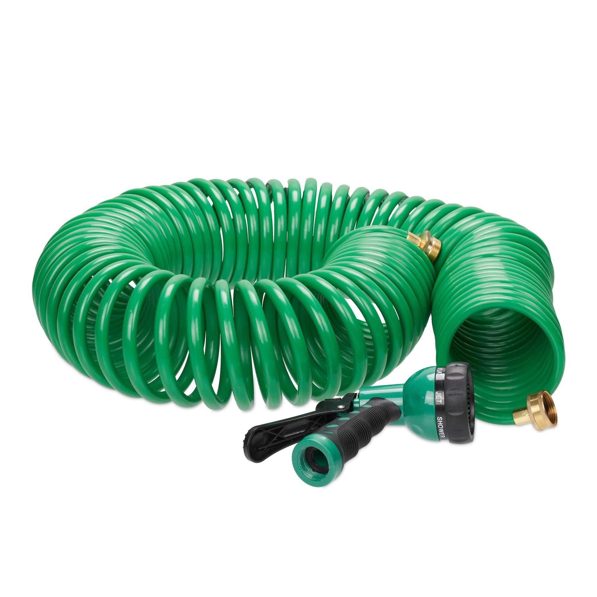 Wasser Spiralschlauch mit Brause 20 m Grün-Schwarz von Relaxdays